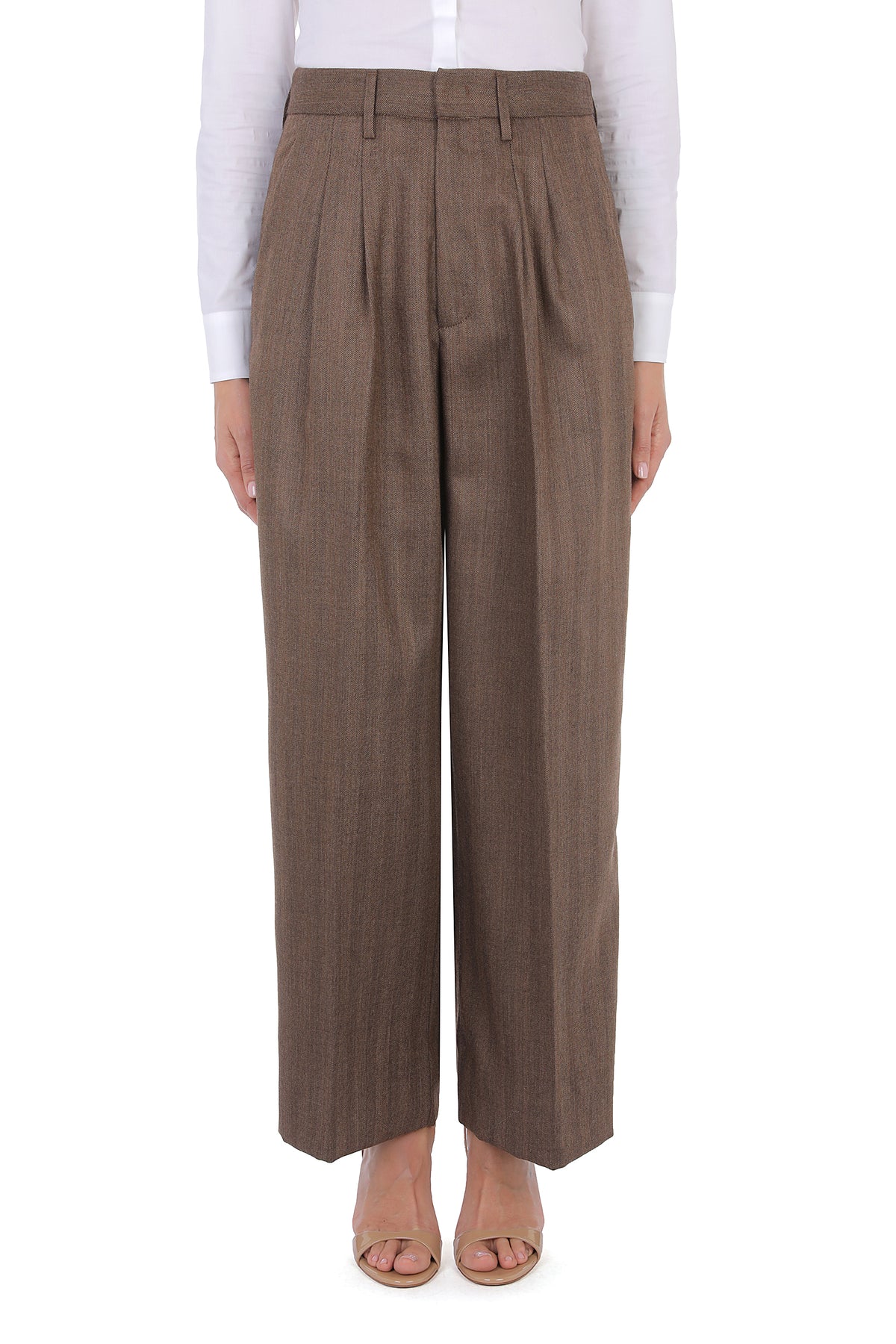 DONDUP PANTALONE DONNA ELOISE Wide Leg-Marrone