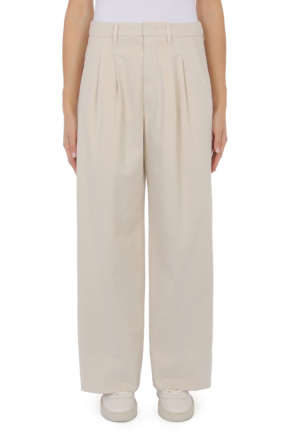 DONDUP PANTALONE DONNA ELOISE WIDE LEG-Avorio