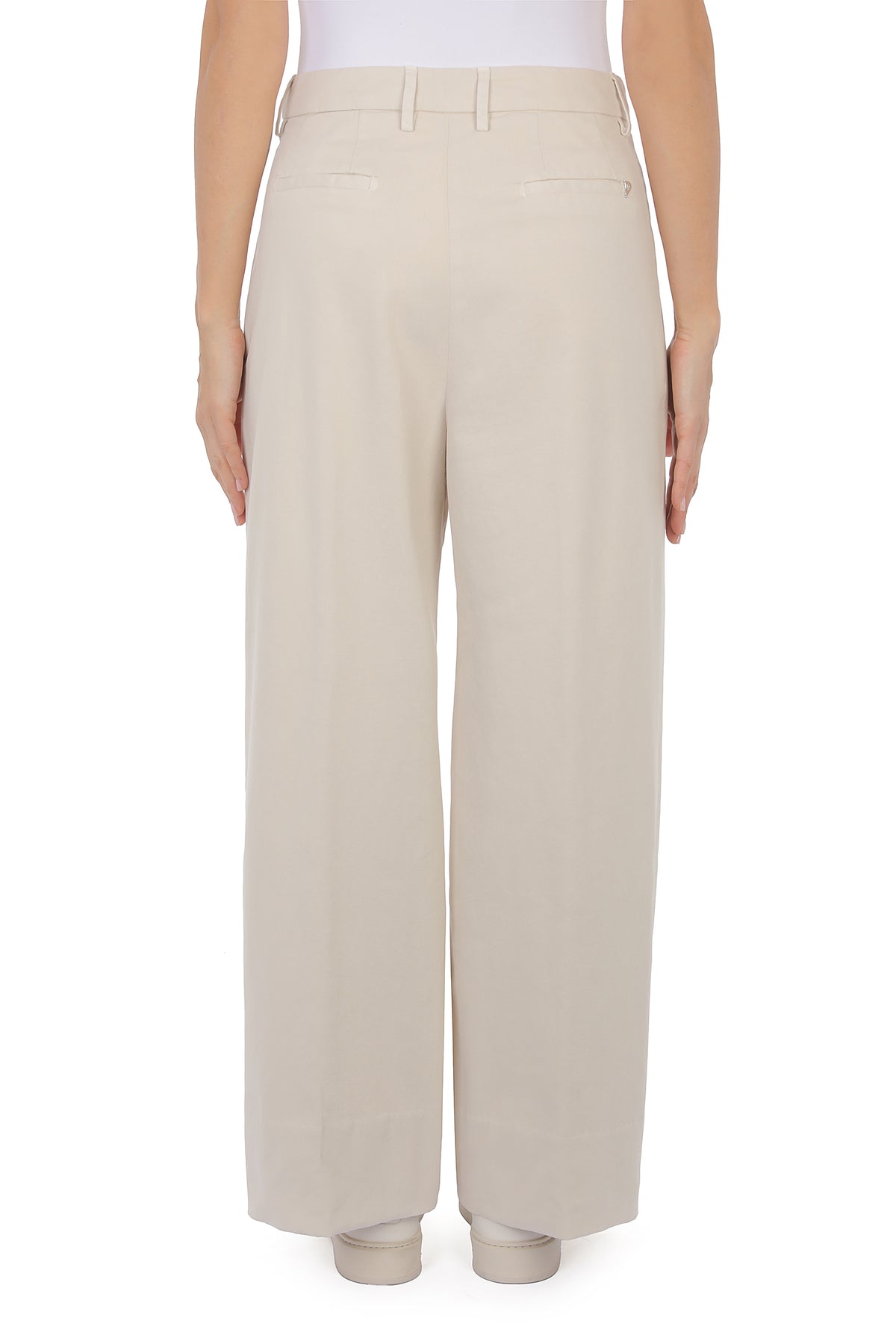 DONDUP PANTALONE DONNA ELOISE WIDE LEG-Avorio