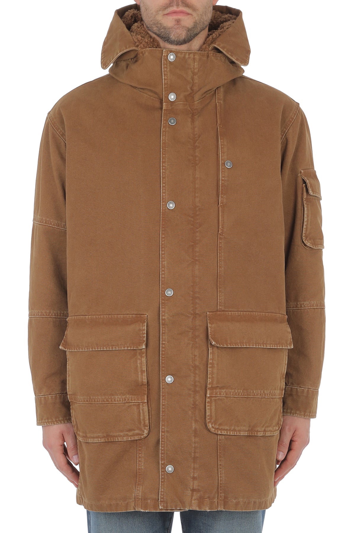 DONDUP Parka Uomo Canvas-Marrone
