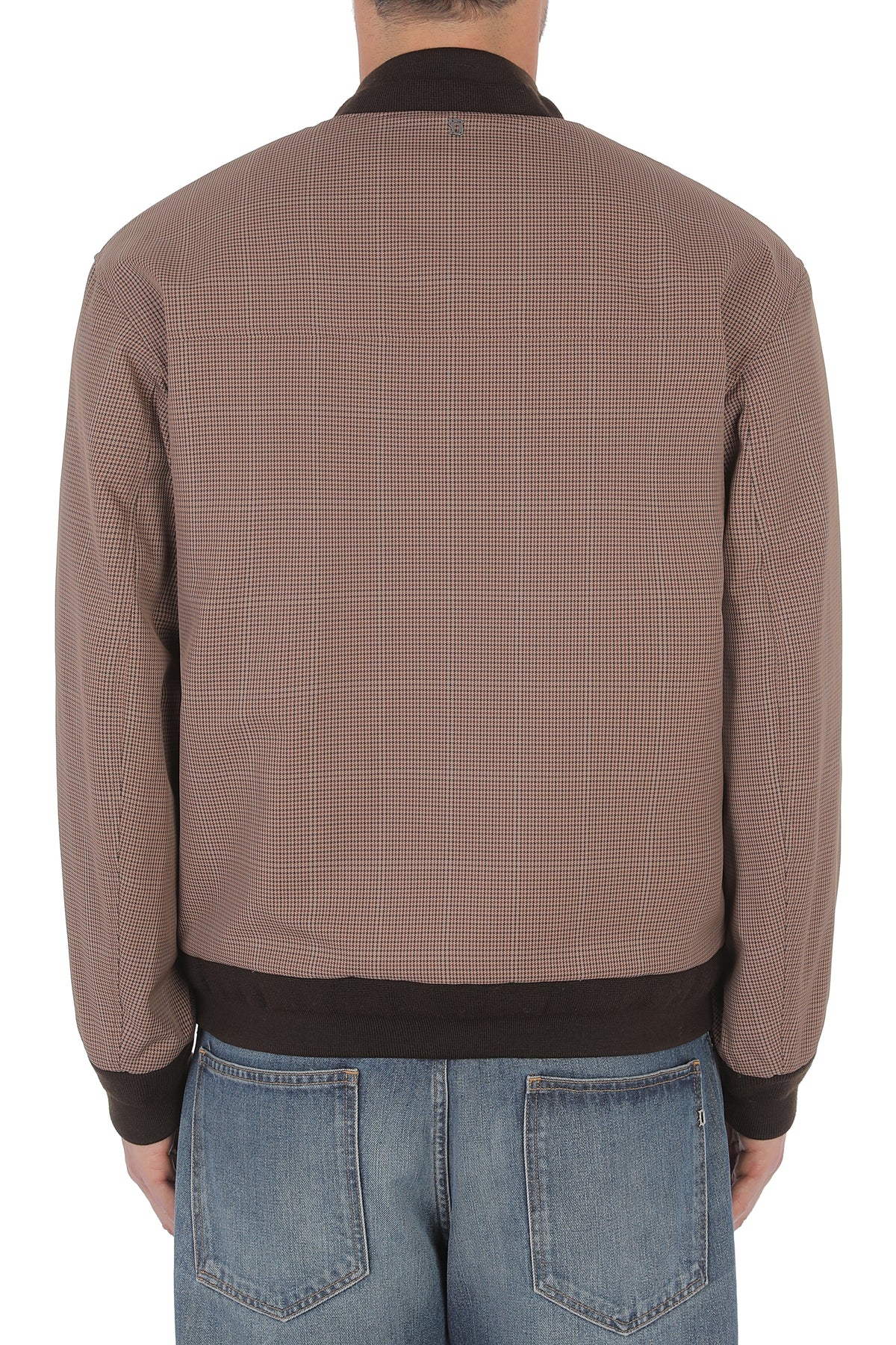 DONDUP Giacca Uomo Bomber Pied de Poule-Marrone