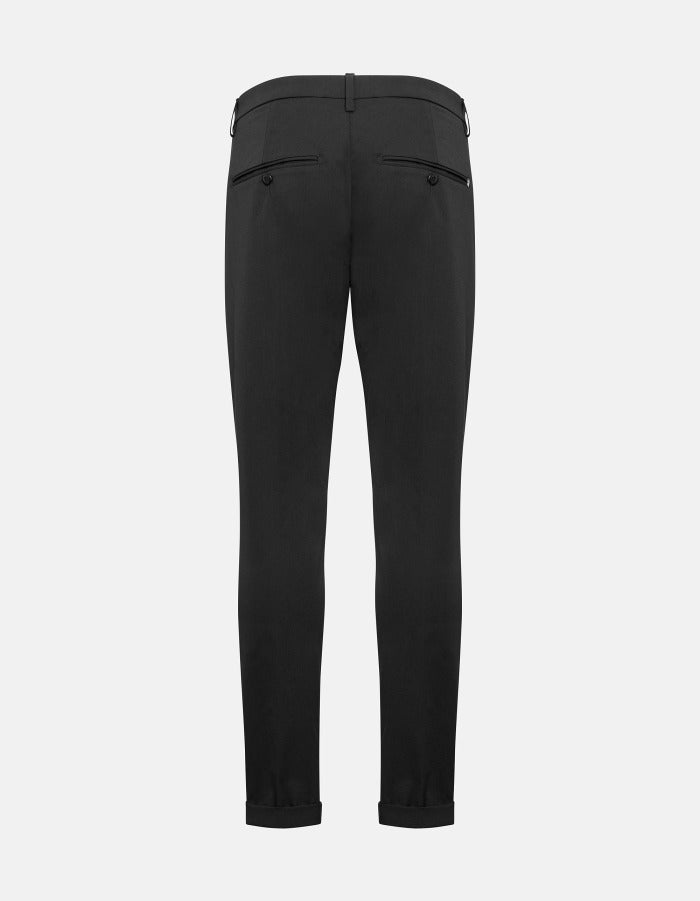 DONDUP Pantalone Uomo Gaubert Slim Gabardina-Nero