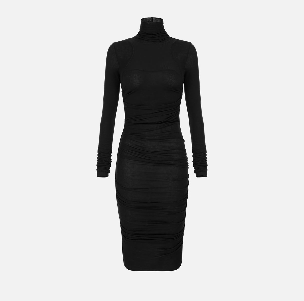 ELISABETTA FRANCHI Abito Midi Jersey Drappeggiato-Nero