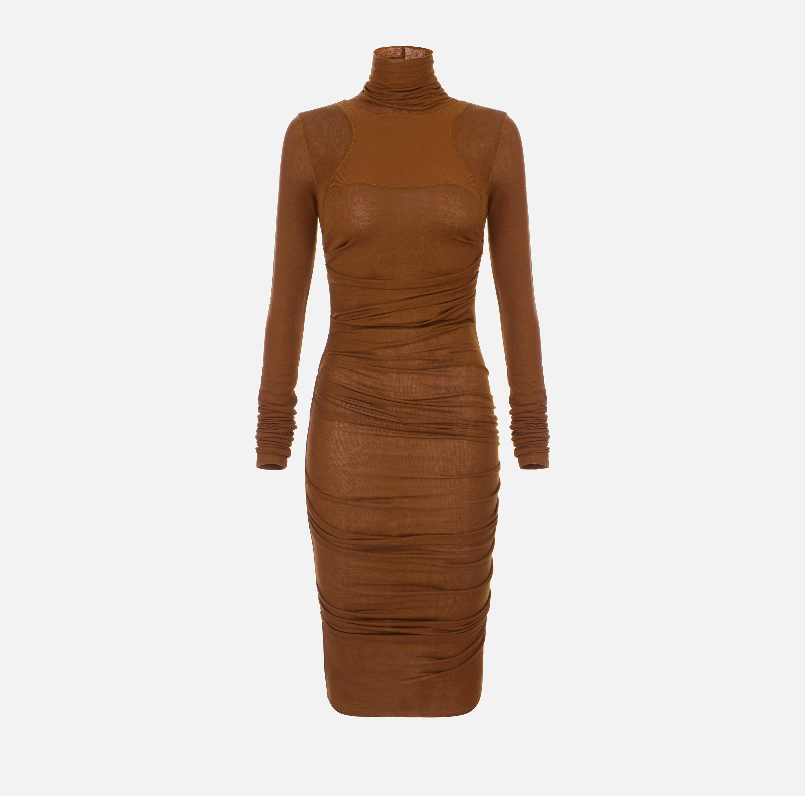ELISABETTA FRANCHI Abito Midi Jersey Drappeggiato-Sigaro