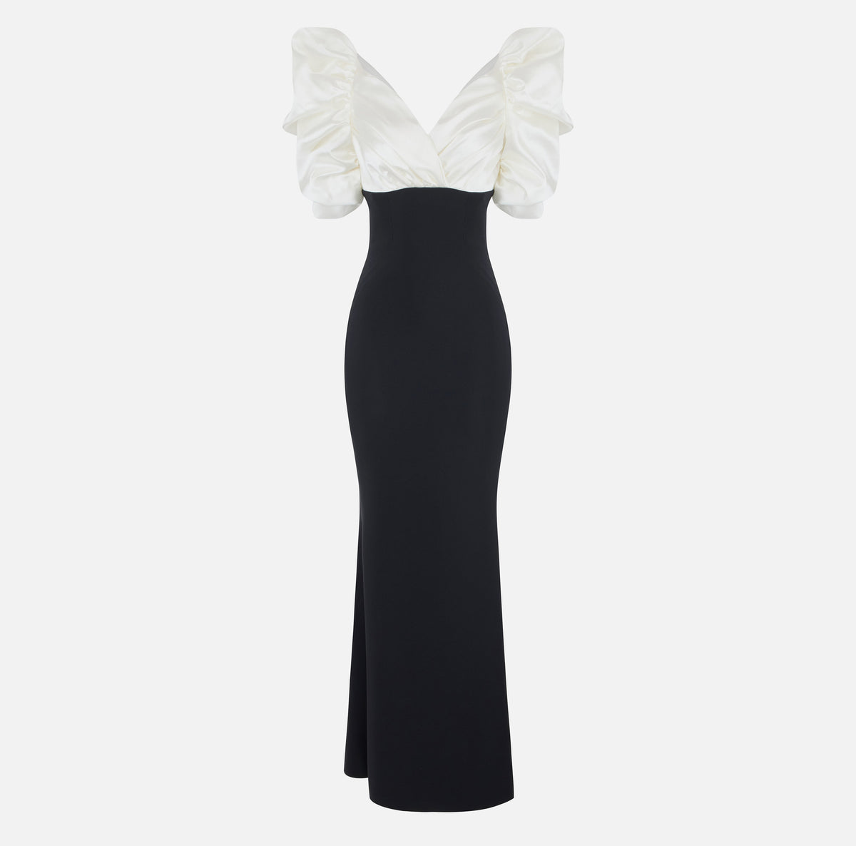 ELISABETTA FRANCHI Abito Red Carpet Gazar crêpe-Avorio/Nero