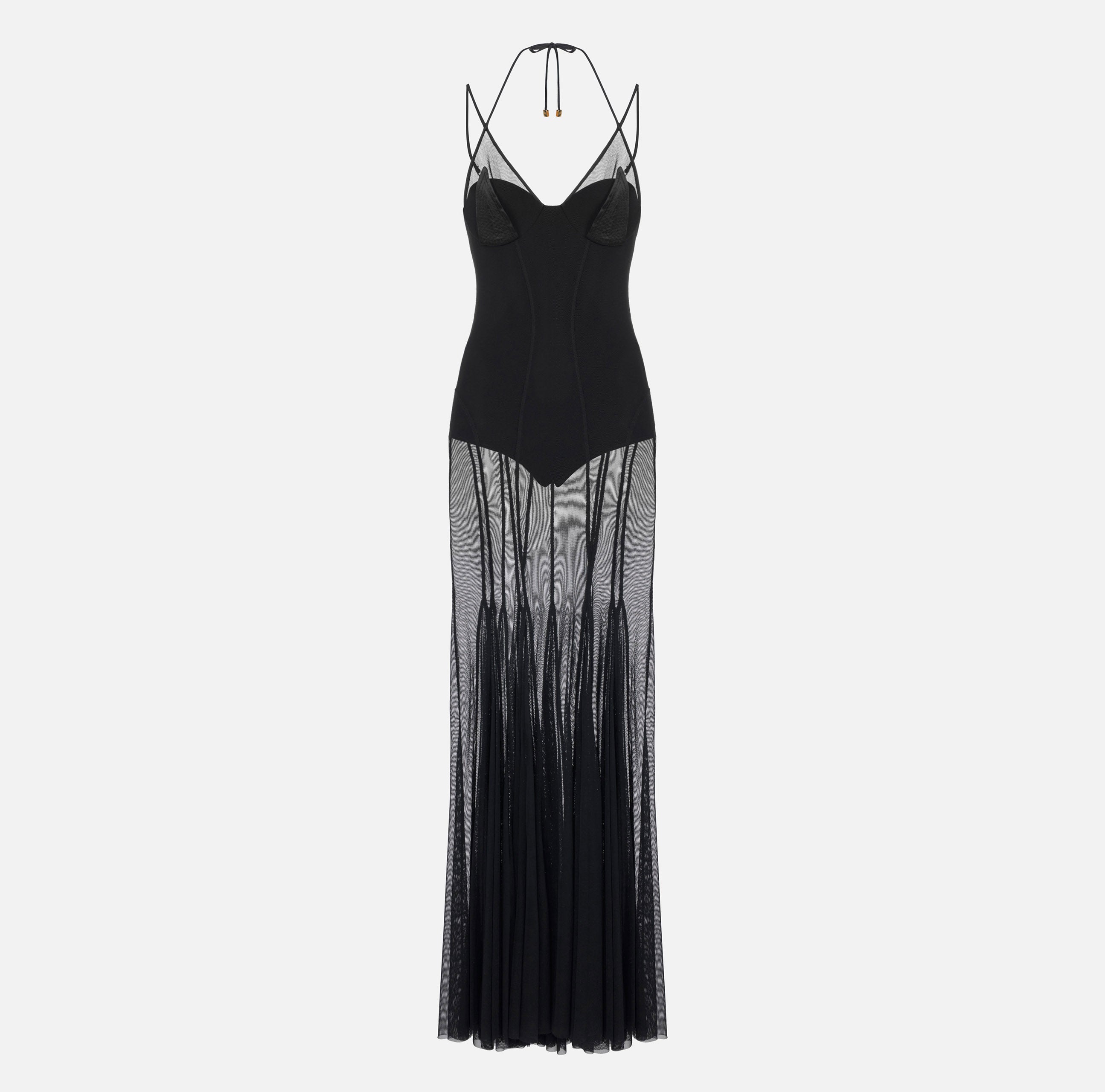 ELISABETTA FRANCHI Abito Red Carpet Tulle Raso-Nero