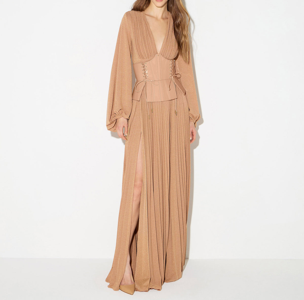 ELISABETTA FRANCHI Abito Red Carpet Jersey Laminato-Suede