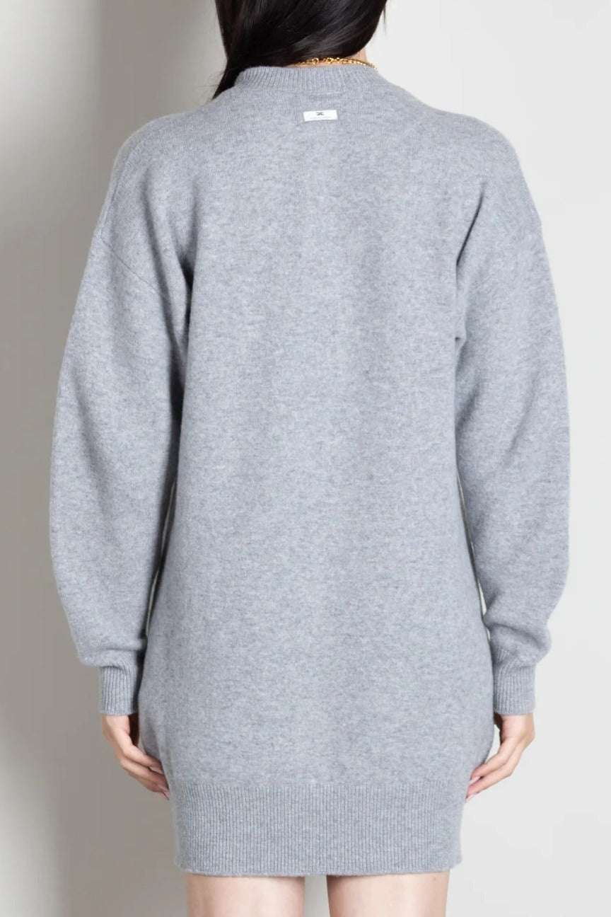 ELISABETTA FRANCHI ABITO MAGLIA Cut-out Collana-Grigio Melange