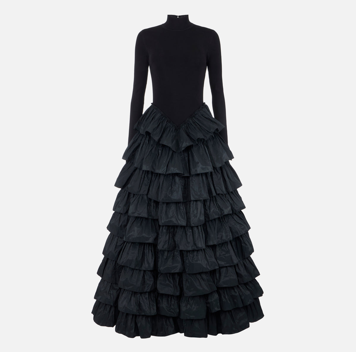 ELISABETTA FRANCHI Abito Red Carpet Maglia Balze-Nero