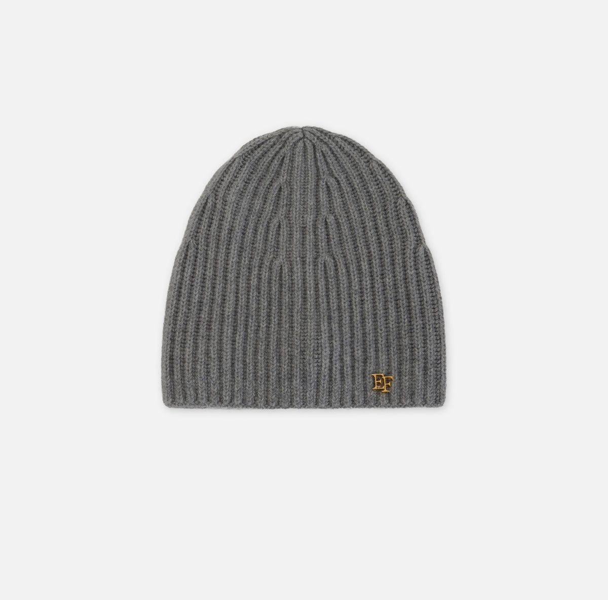 ELISABETTA FRANCHI Berretto Cashmere Costine Logo-Grigio Melange