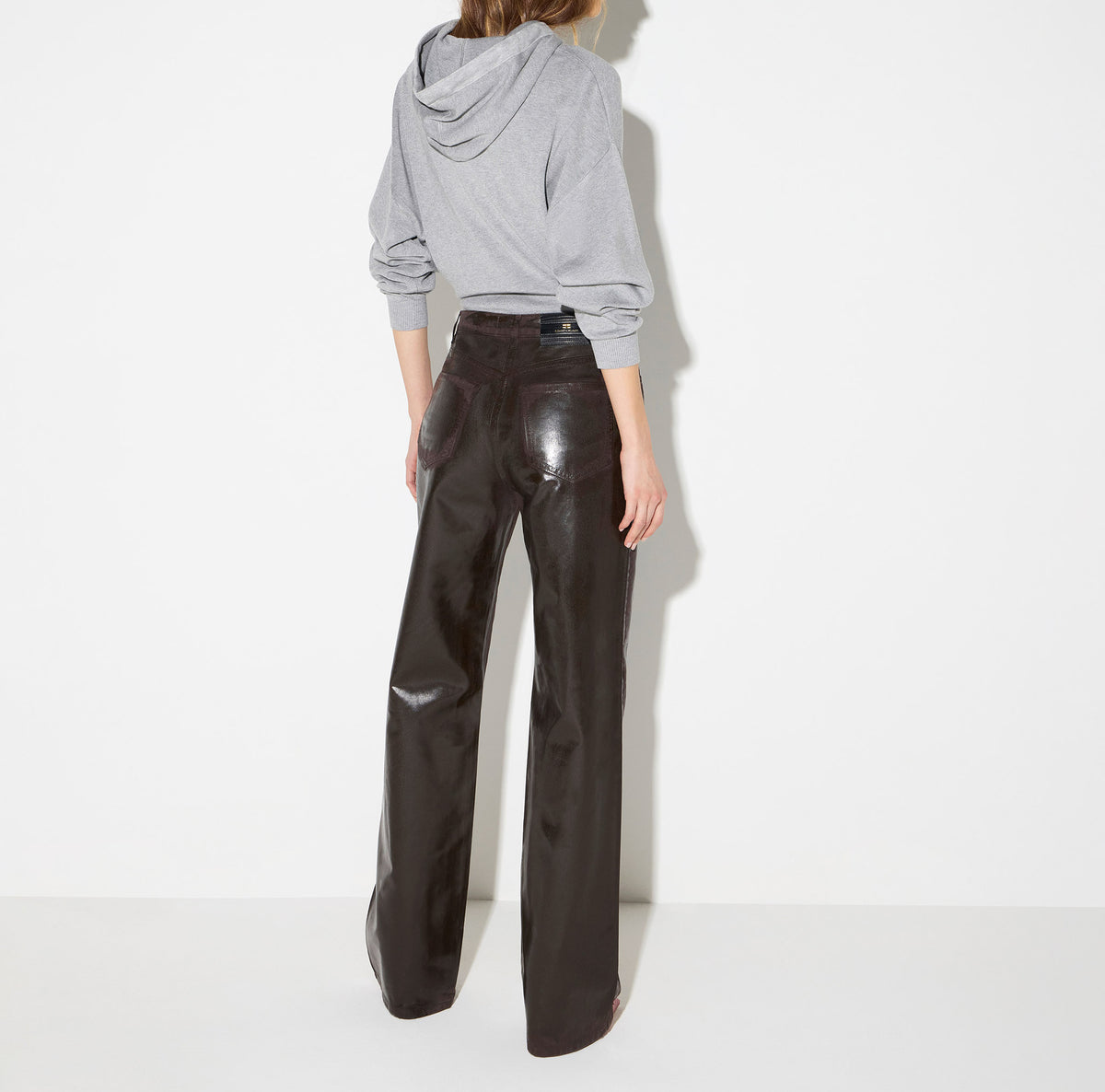 ELISABETTA FRANCHI Body Maglia Cappuccio-Grigio Melange
