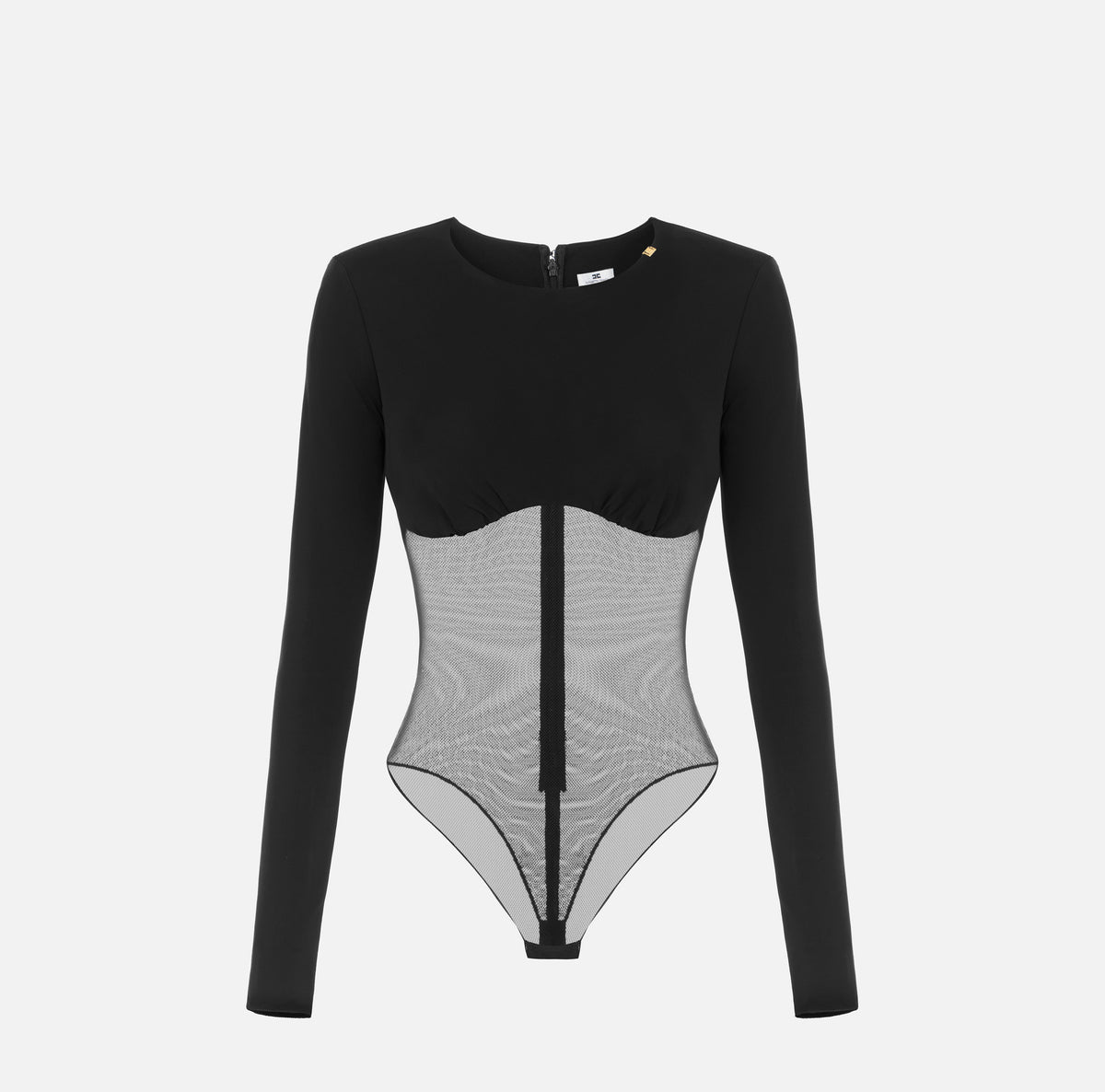 ELISABETTA FRANCHI Body Jersey Crêpe Tulle Rete-Nero