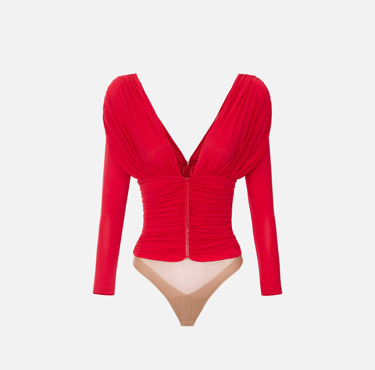 ELISABETTA FRANCHI Body jersey crêpe Drappeggiato-Red Passion
