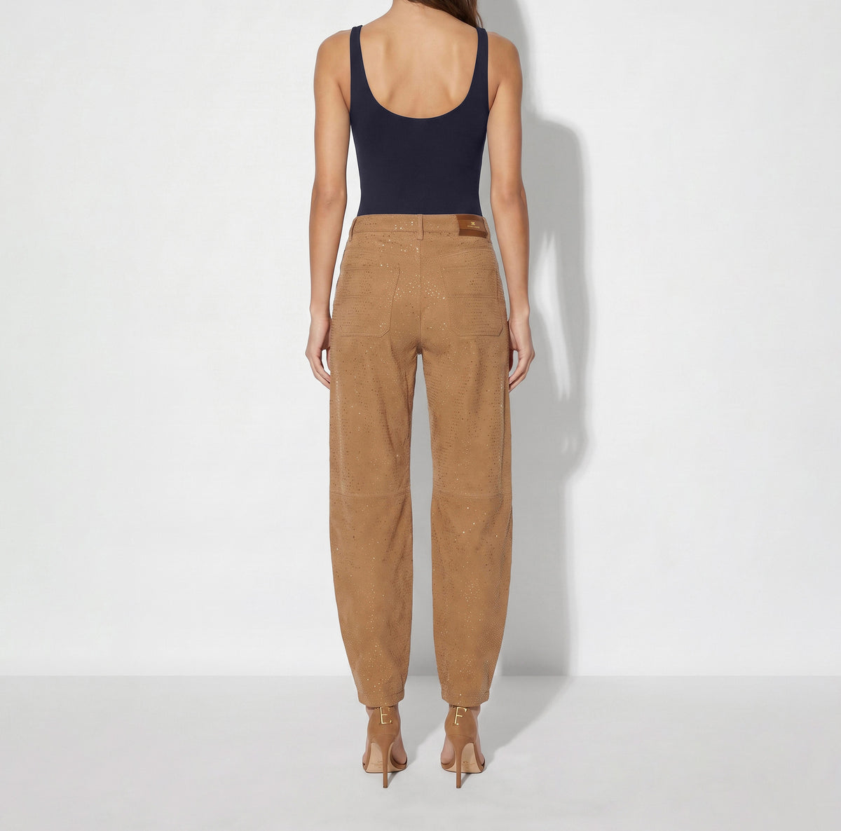 ELISABETTA FRANCHI Body jersey crêpe Logo Spalline-Blu Notte