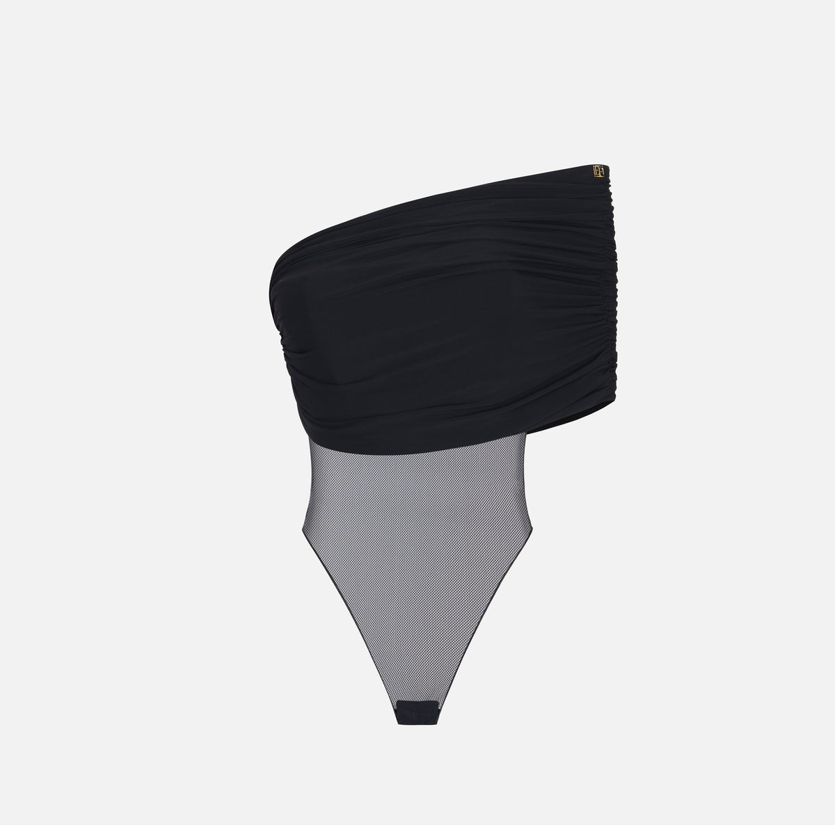 ELISABETTA FRANCHI Body Jersey Viscosa Tulle-Nero