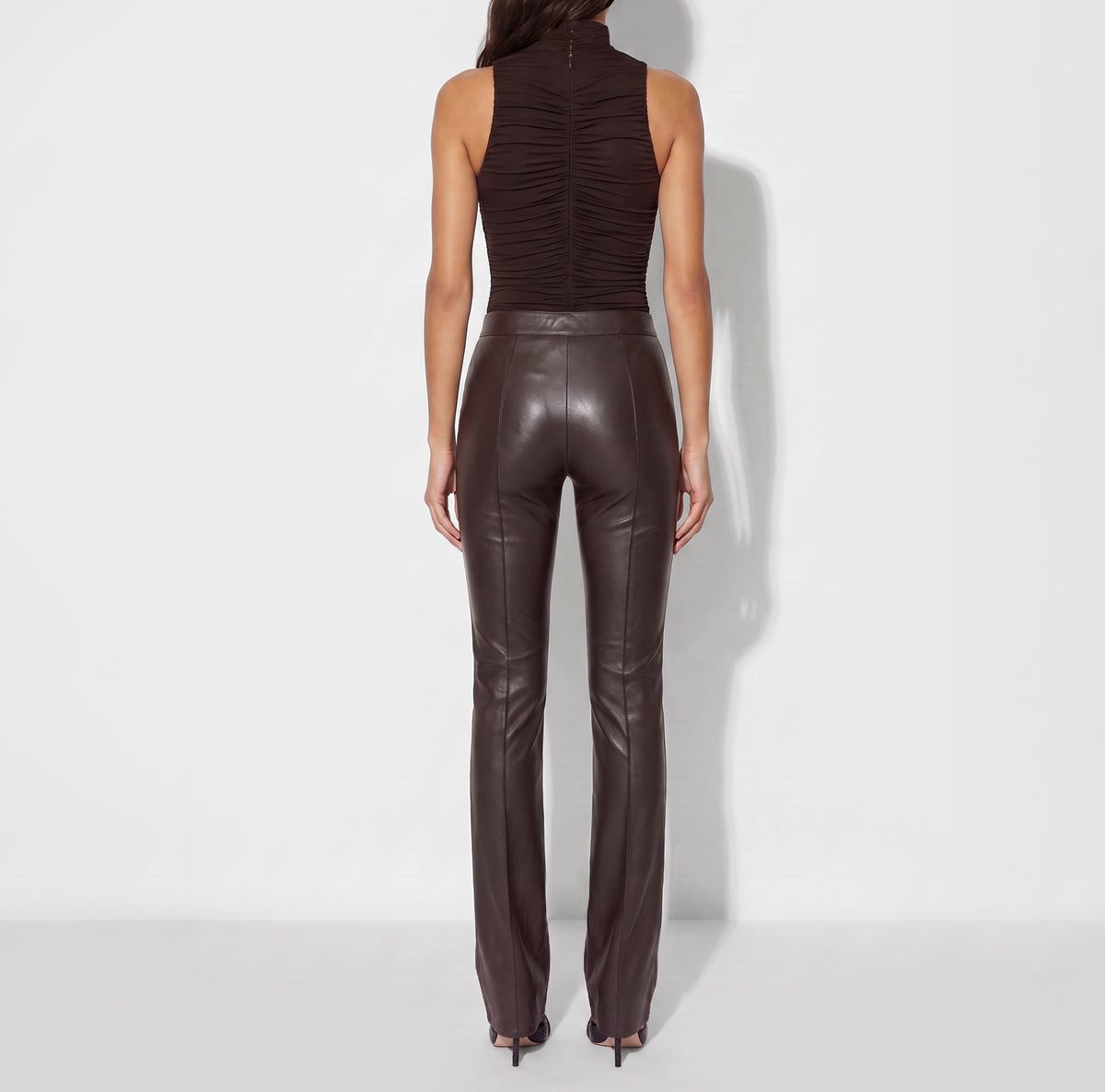 ELISABETTA FRANCHI Body Jersey Viscosa Drappeggiato Logo-Dark Chocolate