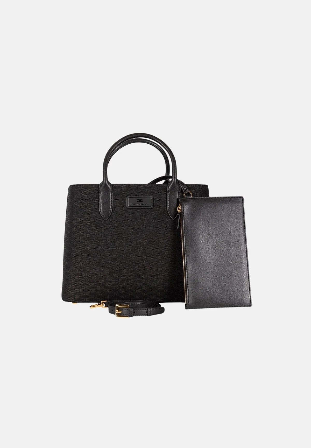 ELISABETTA FRANCHI Borsa Jacquard Monogram-Nero