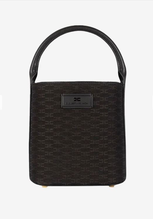 ELISABETTA FRANCHI Borsa Secchiello Jacquard Monogram-Nero