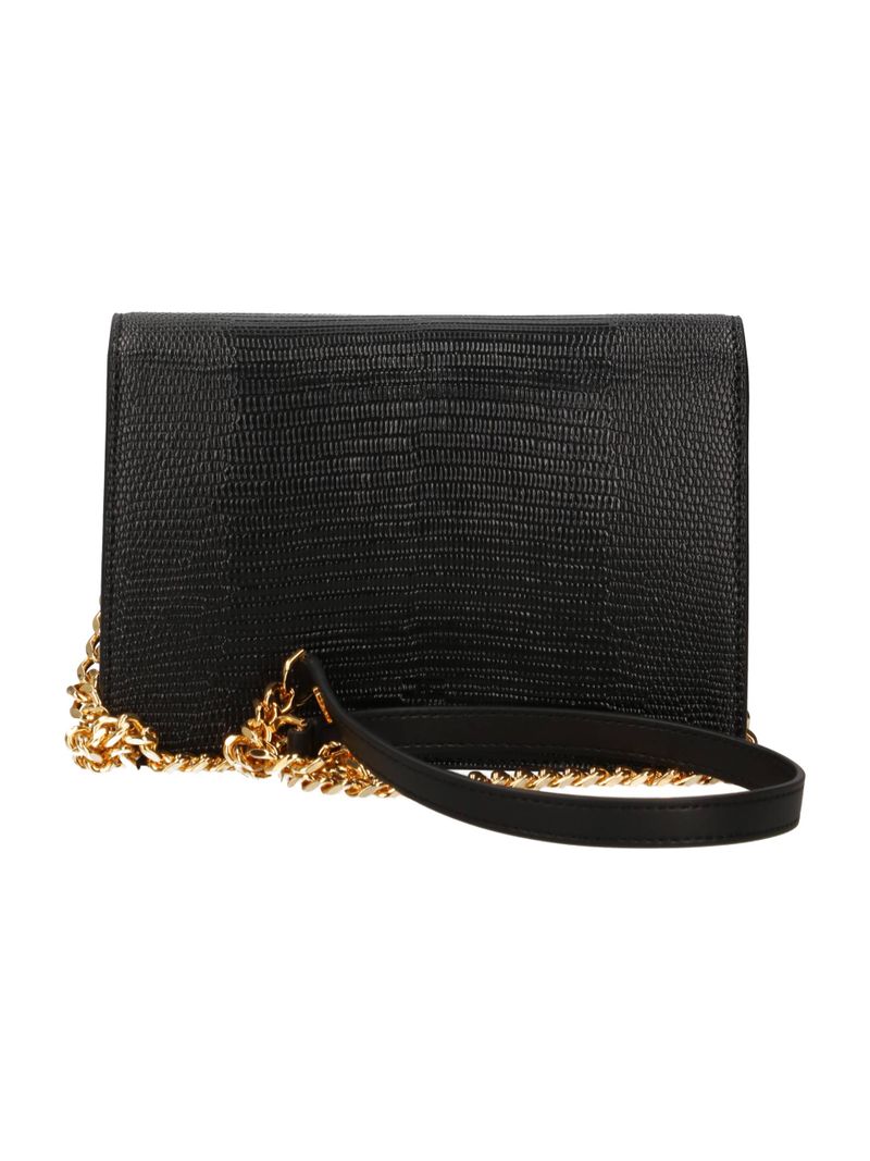 ELISABETTA FRANCHI Borsa Tracolla Ecopelle Logo Stampa Lucertola-Nero