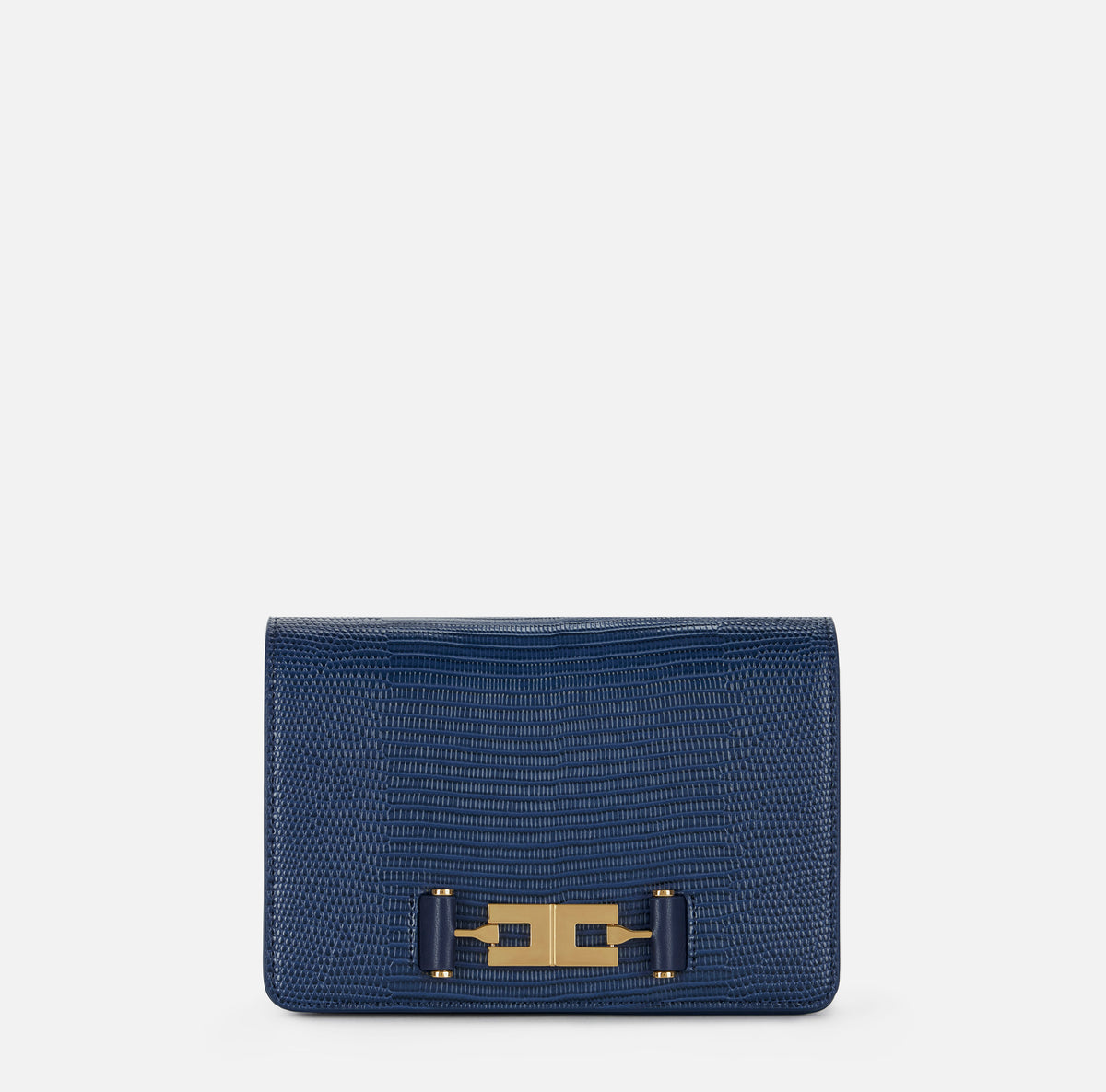 ELISABETTA FRANCHI Borsa Tracolla Ecopelle Logo Stampa Lucertola-Blu Notte