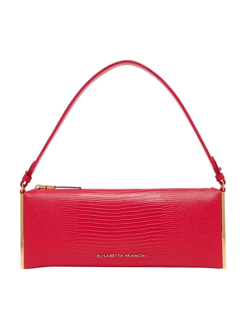 ELISABETTA FRANCHI Borsa a Spalla Ecopelle Stampa Lucertola-Red Passion