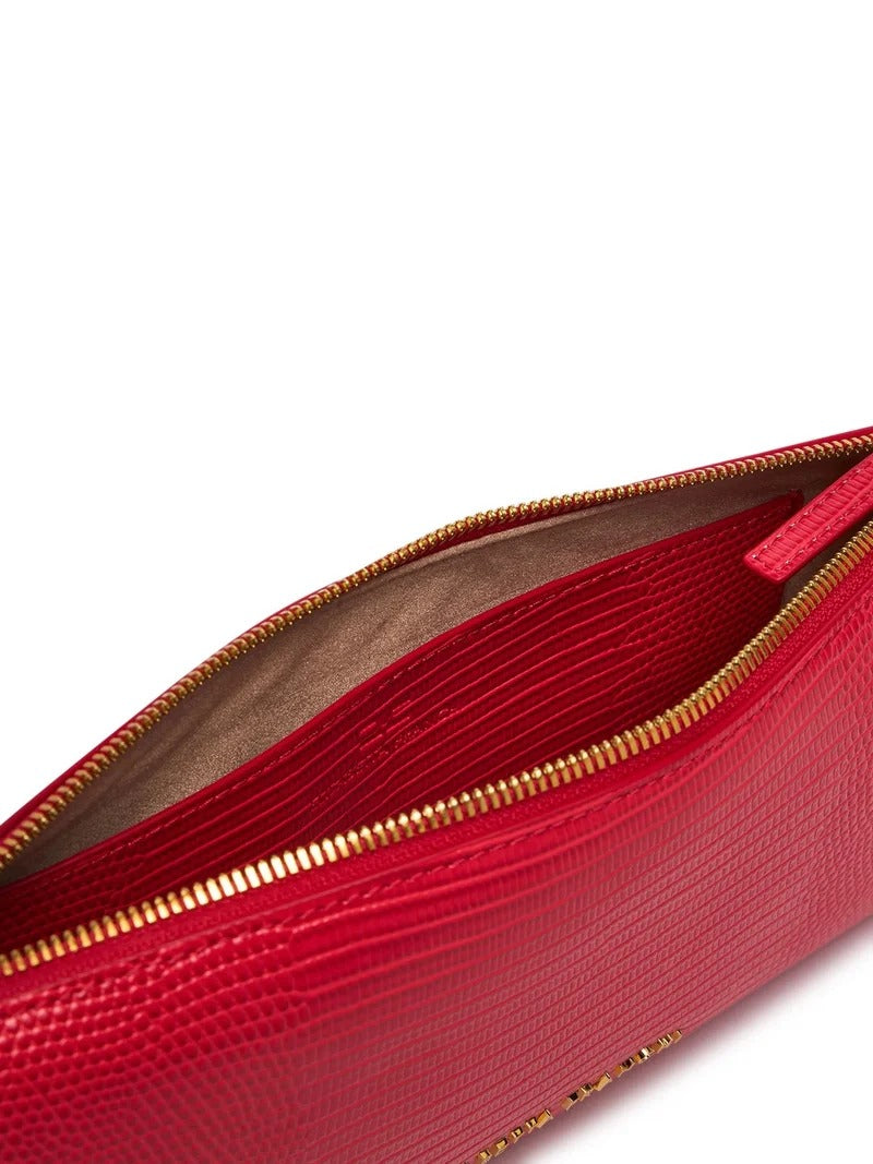 ELISABETTA FRANCHI Borsa a Spalla Ecopelle Stampa Lucertola-Red Passion