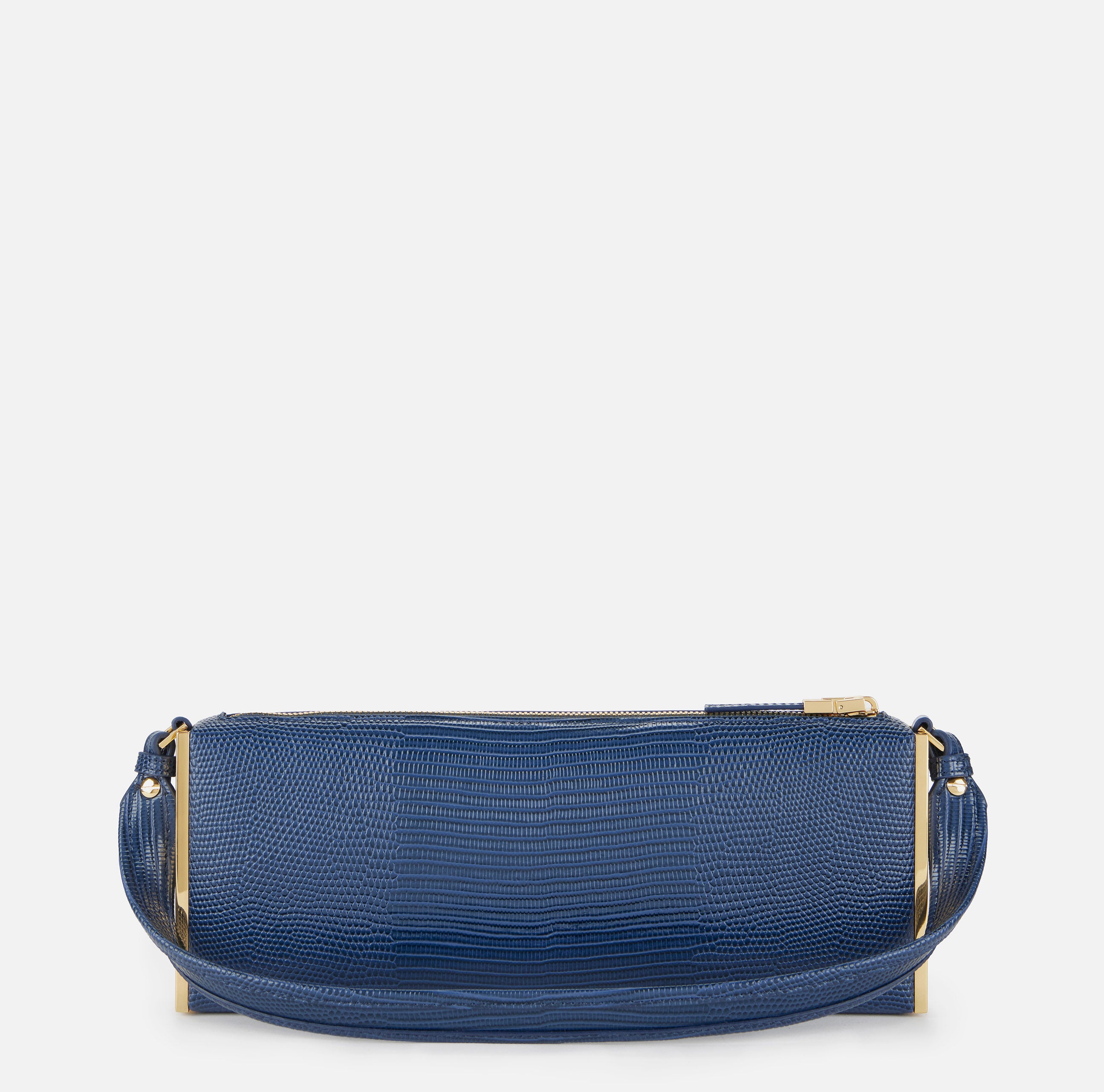 ELISABETTA FRANCHI Borsa a Spalla Ecopelle Stampa Lucertola-Blu Notte