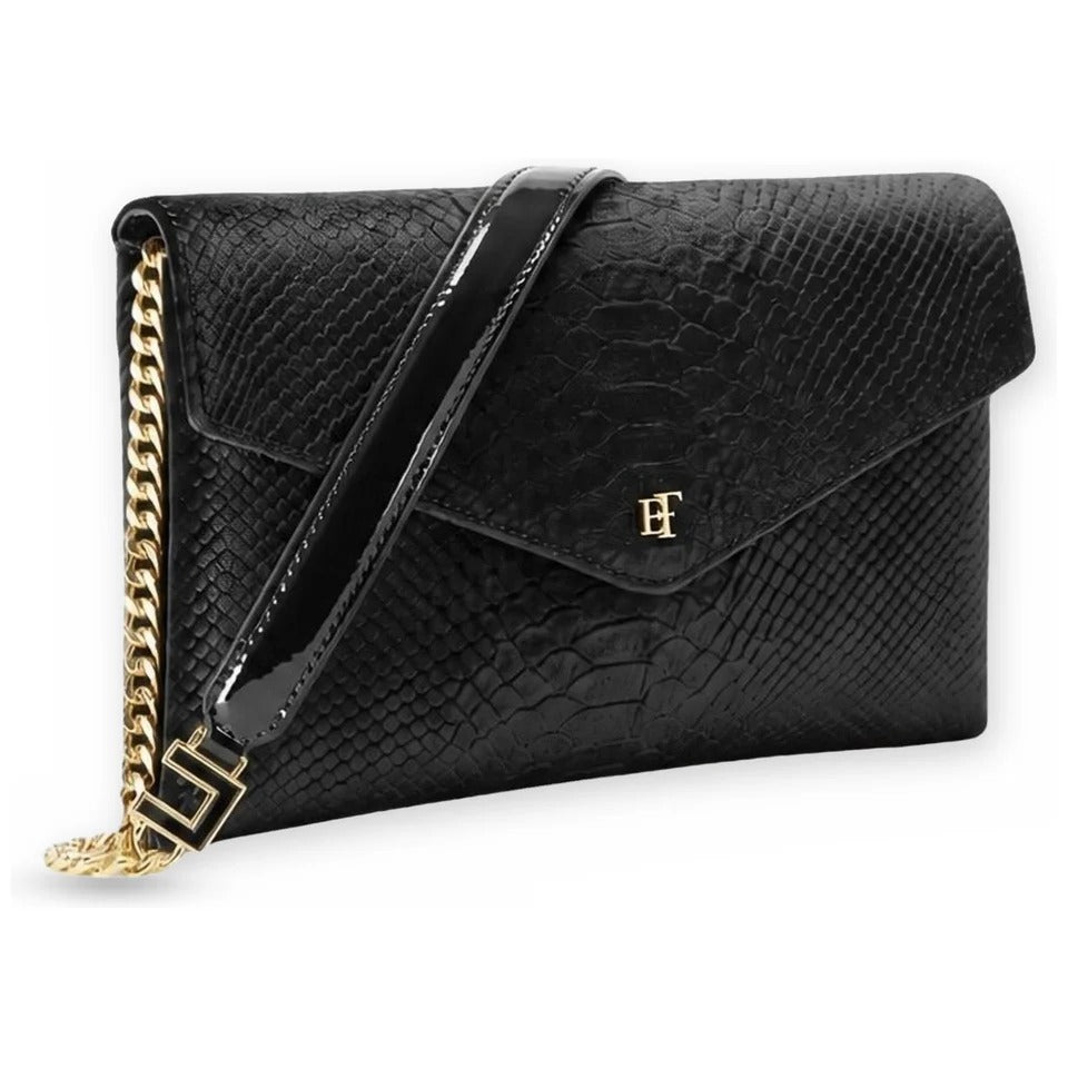 ELISABETTA FRANCHI Borsa Tracolla Velluto Stampa Cocco-Nero