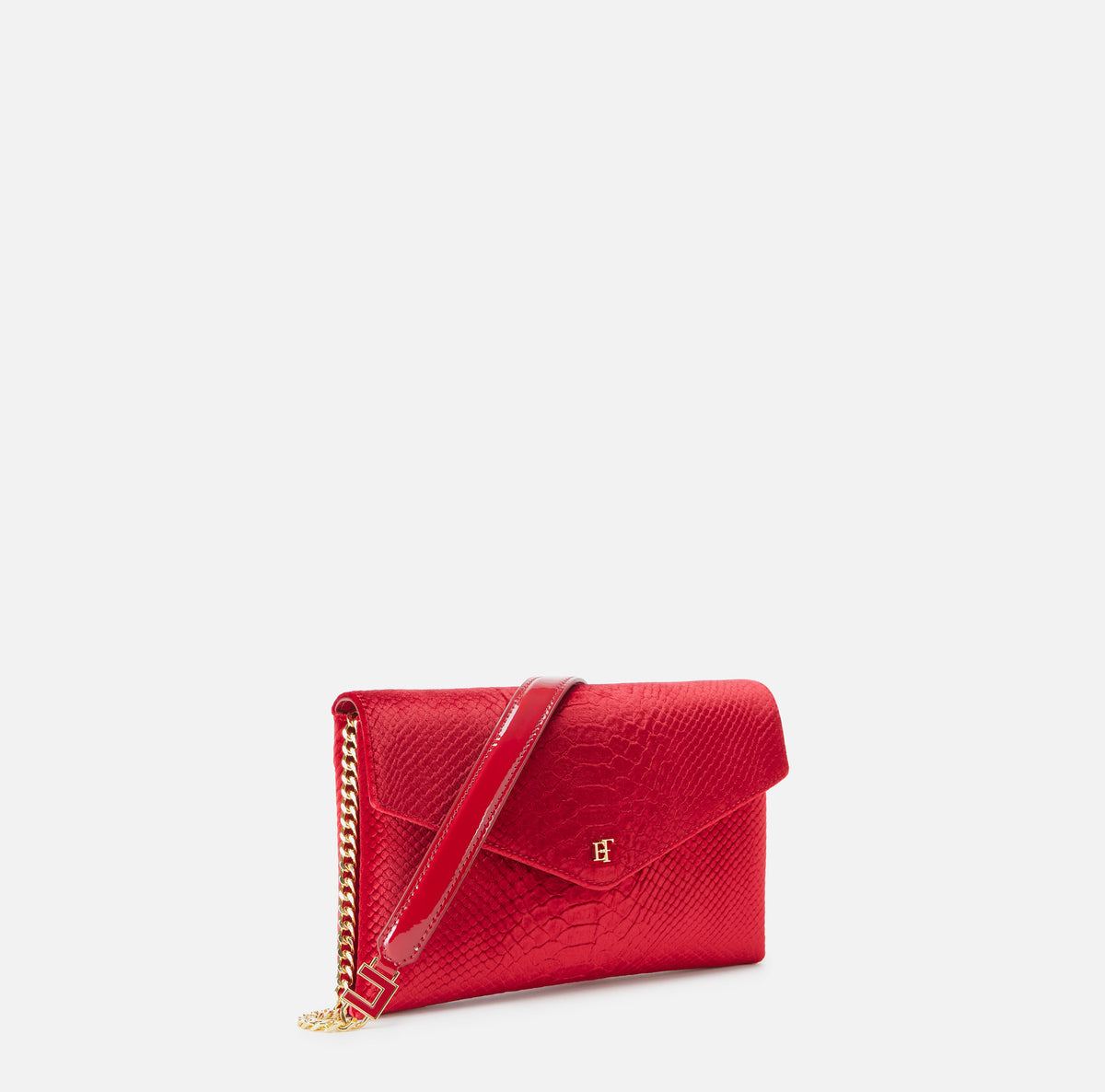 ELISABETTA FRANCHI Borsa Tracolla Velluto Stampa Cocco-Red PAssion