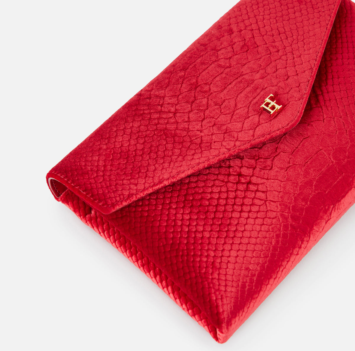 ELISABETTA FRANCHI Borsa Tracolla Velluto Stampa Cocco-Red PAssion