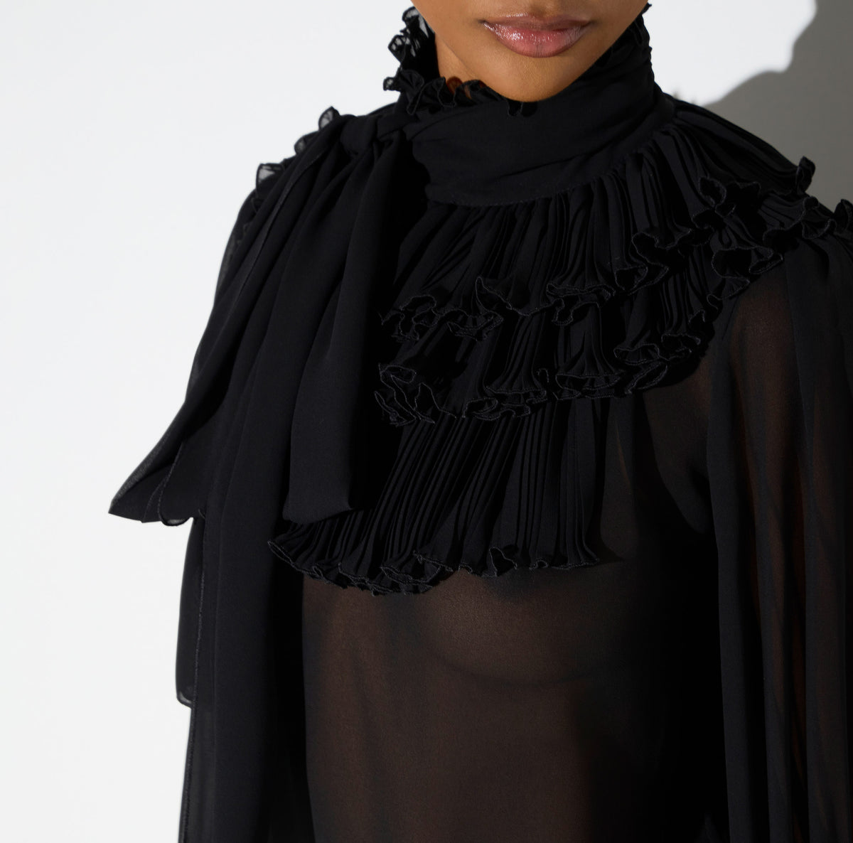 ELISABETTA FRANCHI Blusa Georgette Fusciacca-Nero