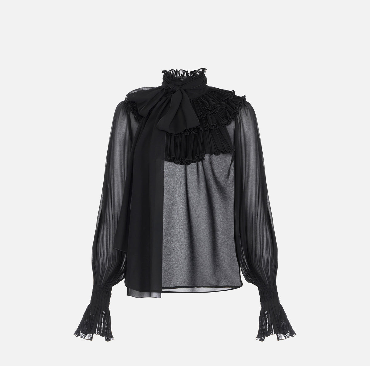 ELISABETTA FRANCHI Blusa Georgette Fusciacca-Nero