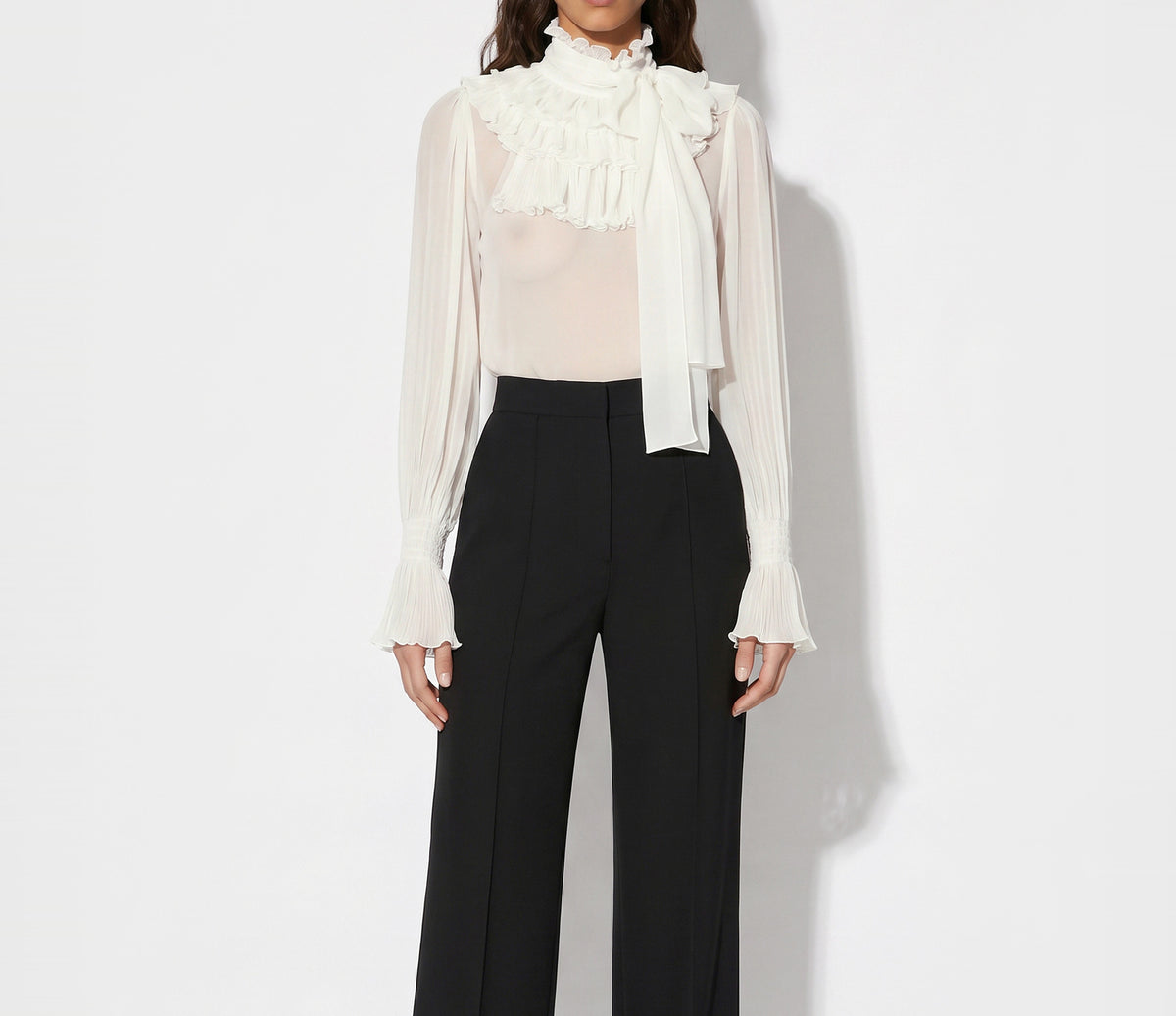 ELISABETTA FRANCHI Blusa Georgette Fusciacca-Avorio