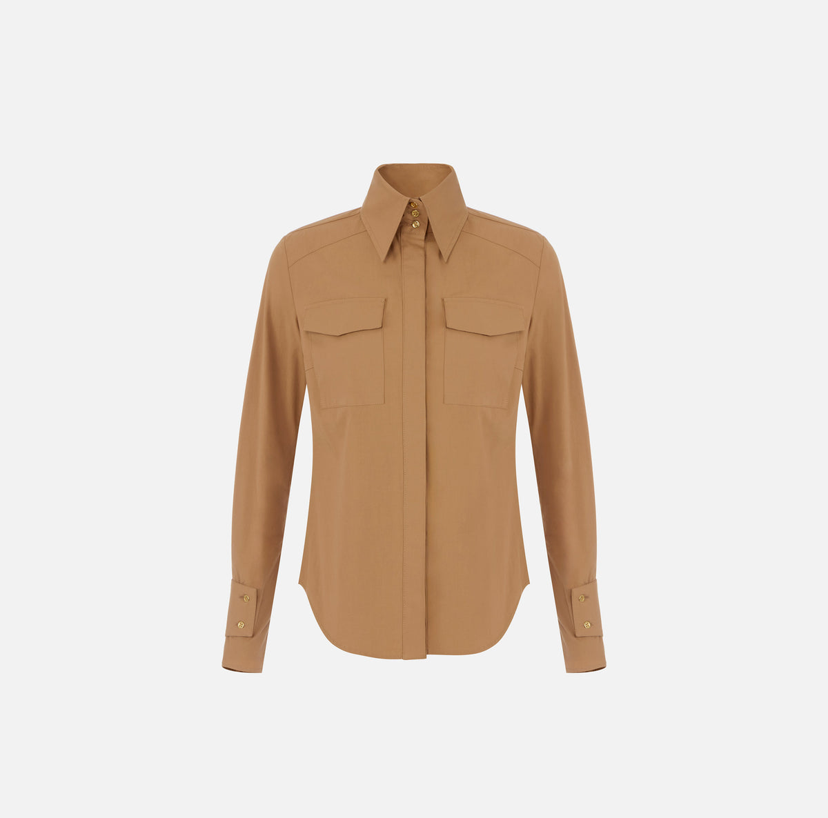 ELISABETTA FRANCHI Camicia Cotone Tasche-Daino