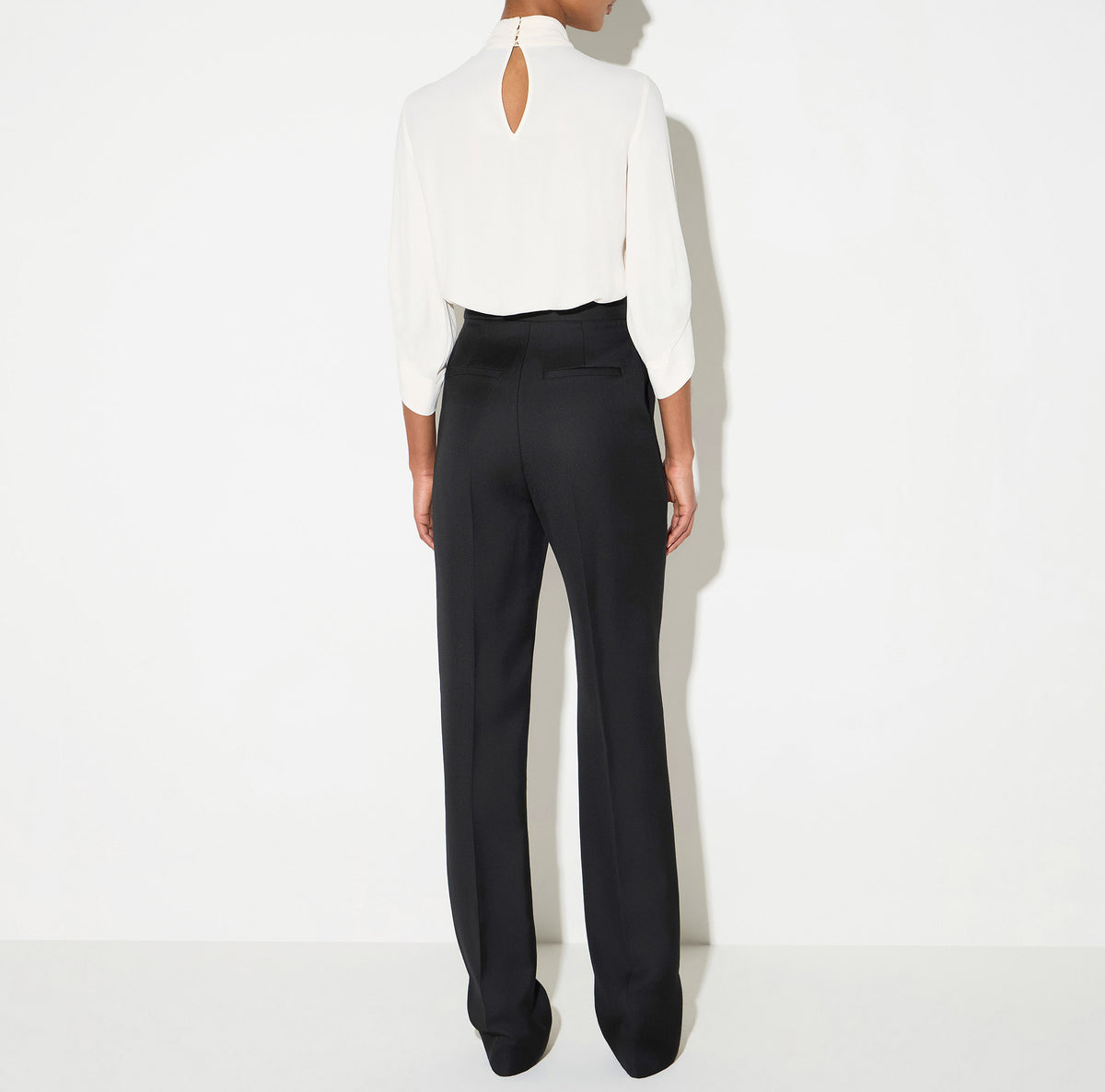ELISABETTA FRANCHI Blusa Georgette Viscosa Cravattino-Burro/Nero