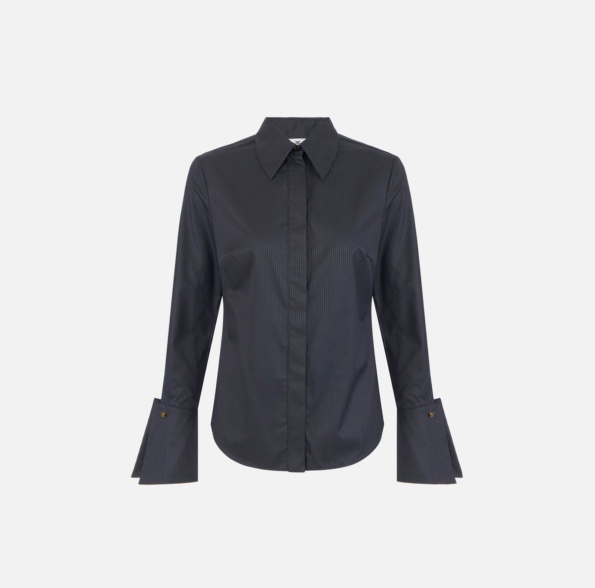 ELISABETTA FRANCHI Camicia Cotone Rigato Stampa-Nero