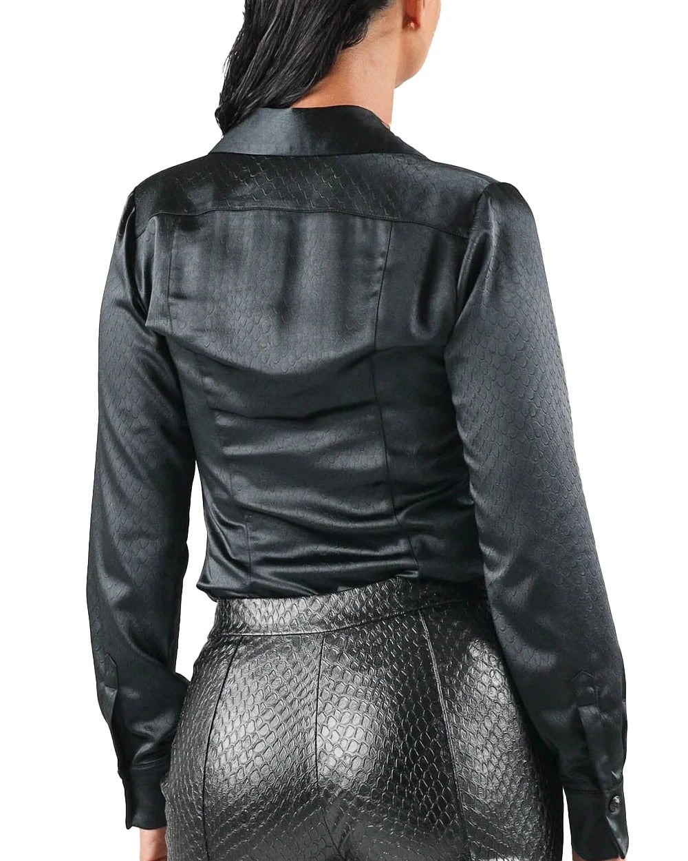 ELISABETTA FRANCHI CAMICIA Raso Pitonato-Nero