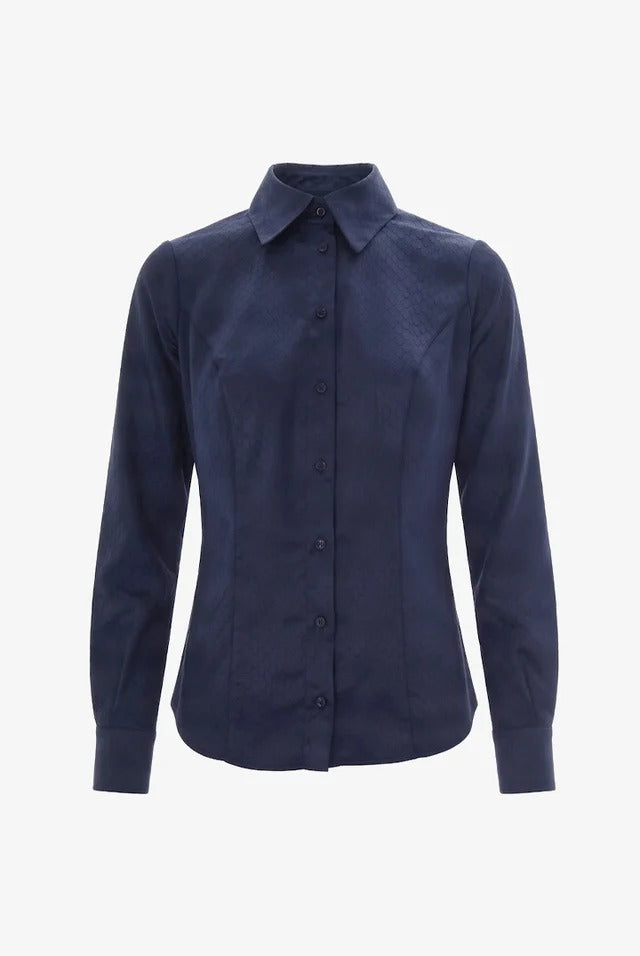 ELISABETTA FRANCHI Camicia Raso Pitonato-Blu Notte