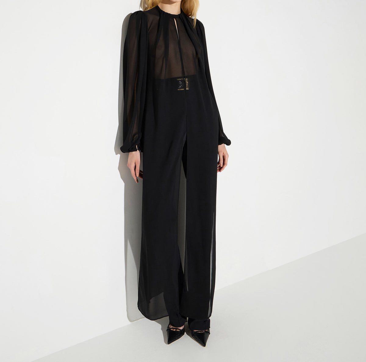 ELISABETTA FRANCHI Casacca Georgette-Nero