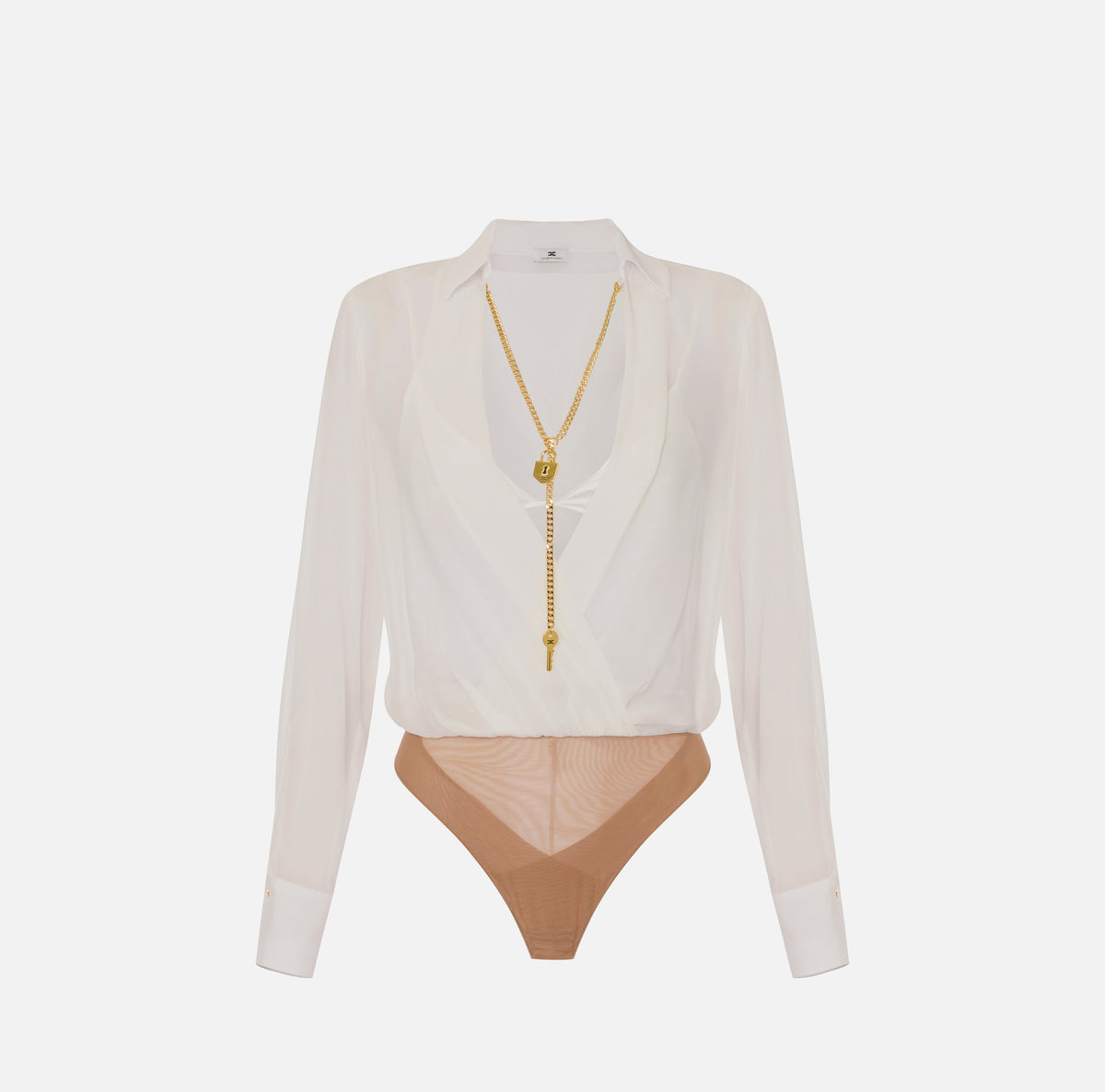 ELISABETTA FRANCHI CAMICIA A BODY Georgette Catena-Avorio