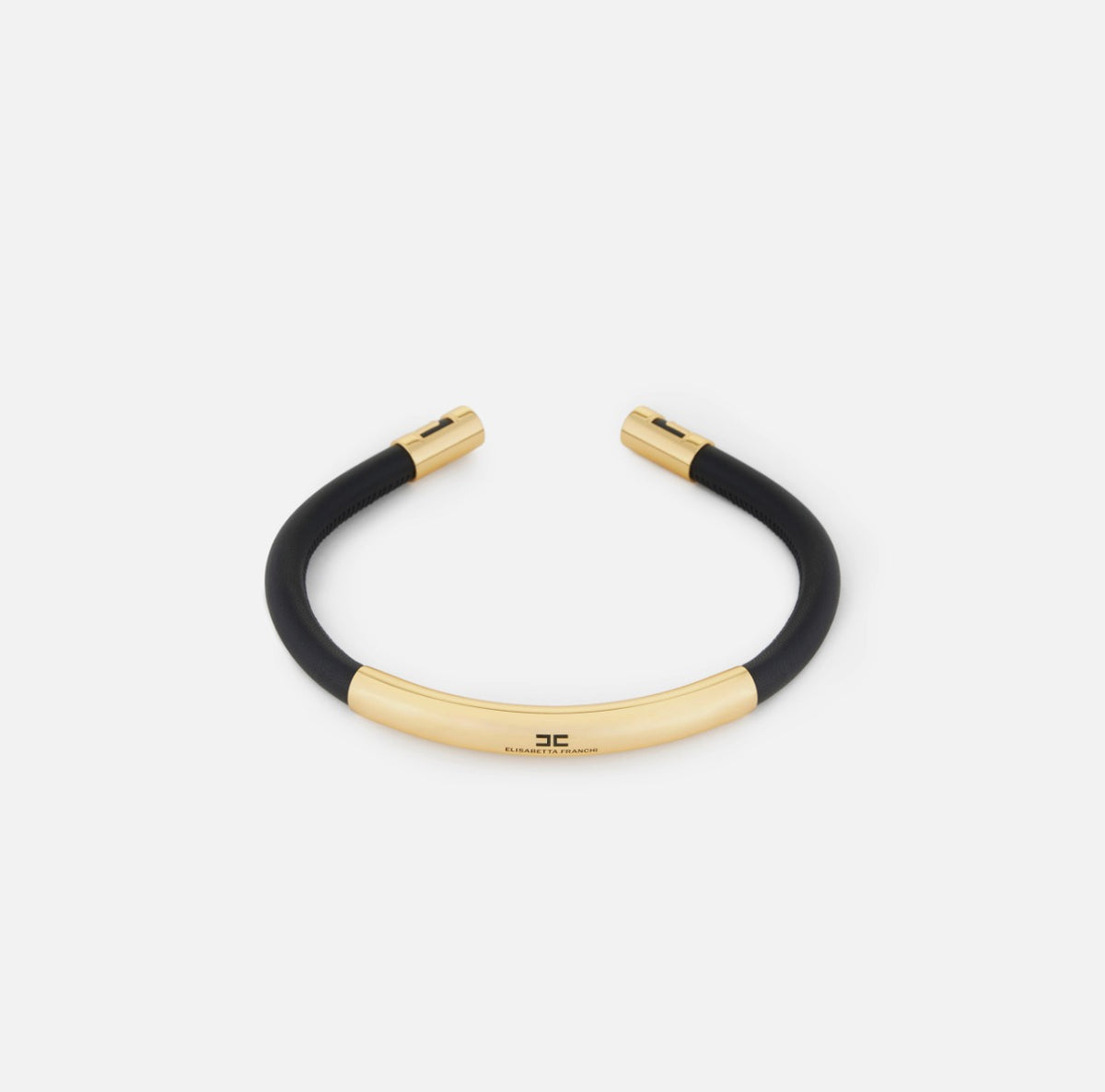 ELISABETTA FRANCHI COLLANA Ecopelle Placca Logo-Oro Giallo