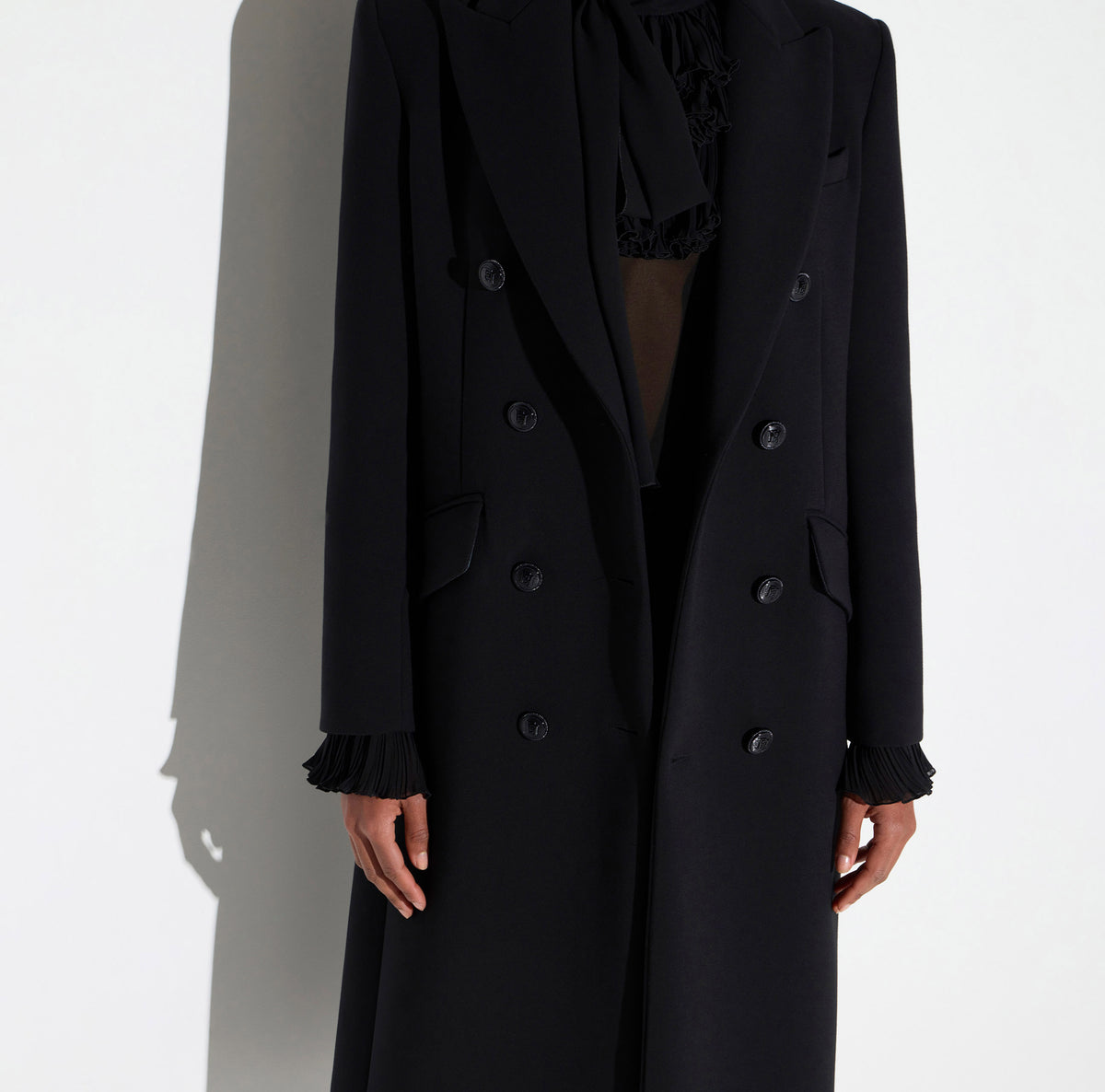 ELISABETTA FRANCHI Cappotto doppio crêpe-Nero
