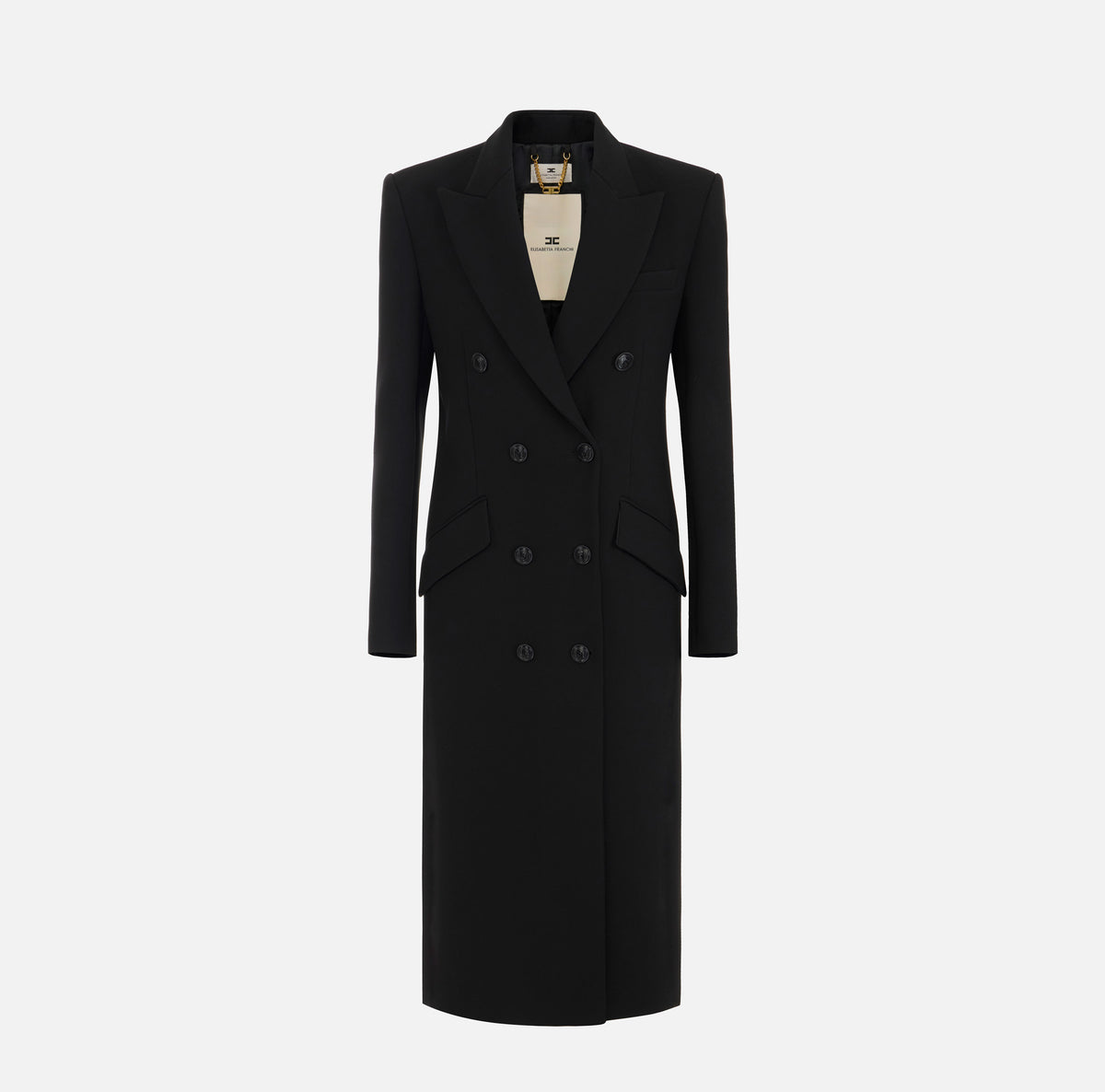 ELISABETTA FRANCHI Cappotto doppio crêpe-Nero