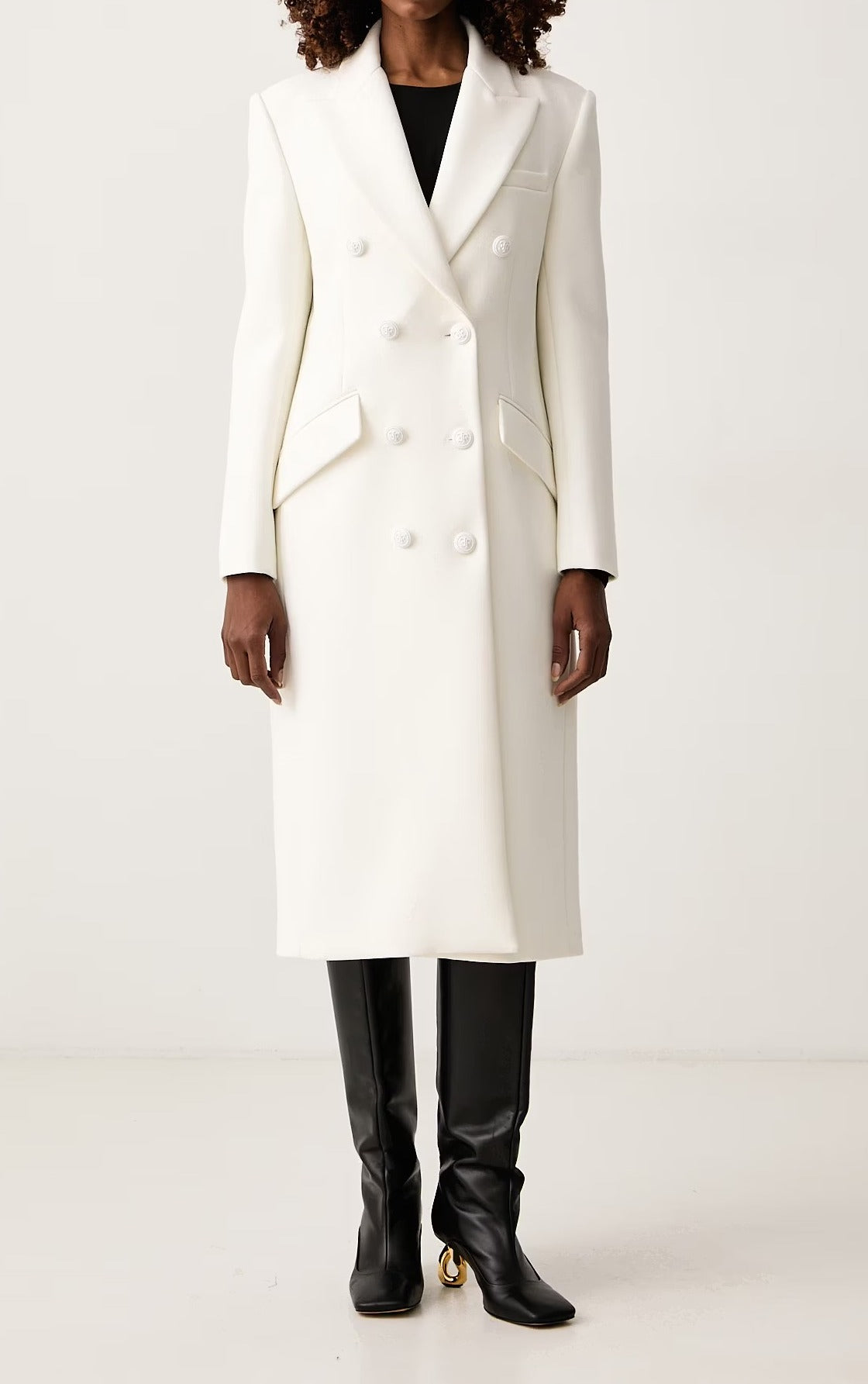 ELISABETTA FRANCHI Cappotto doppio crêpe-Avorio