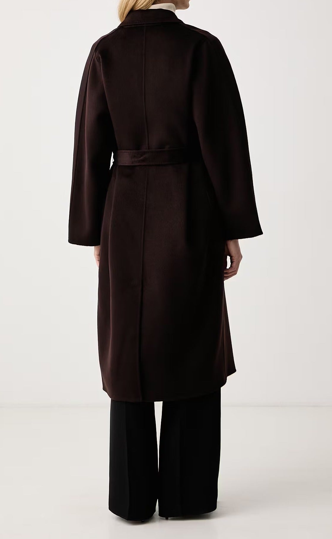 ELISABETTA FRANCHI Cappotto Panno double di Lana Vestaglia-Dark Chocolate
