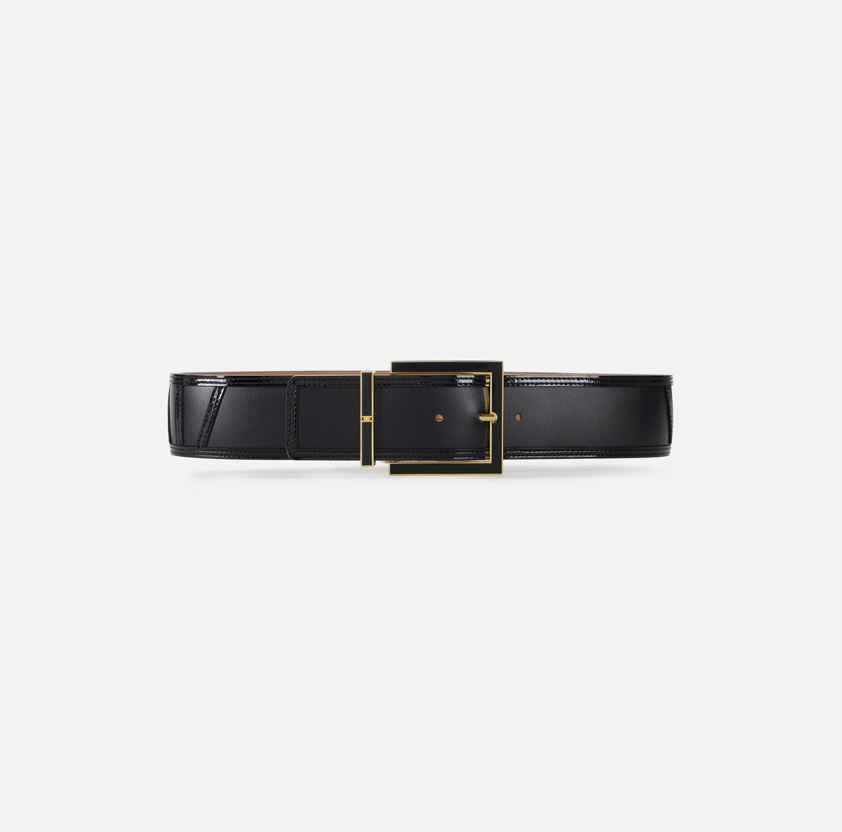 ELISABETTA FRANCHI Cintura Ecopelle Fibbia Smaltata-Nero