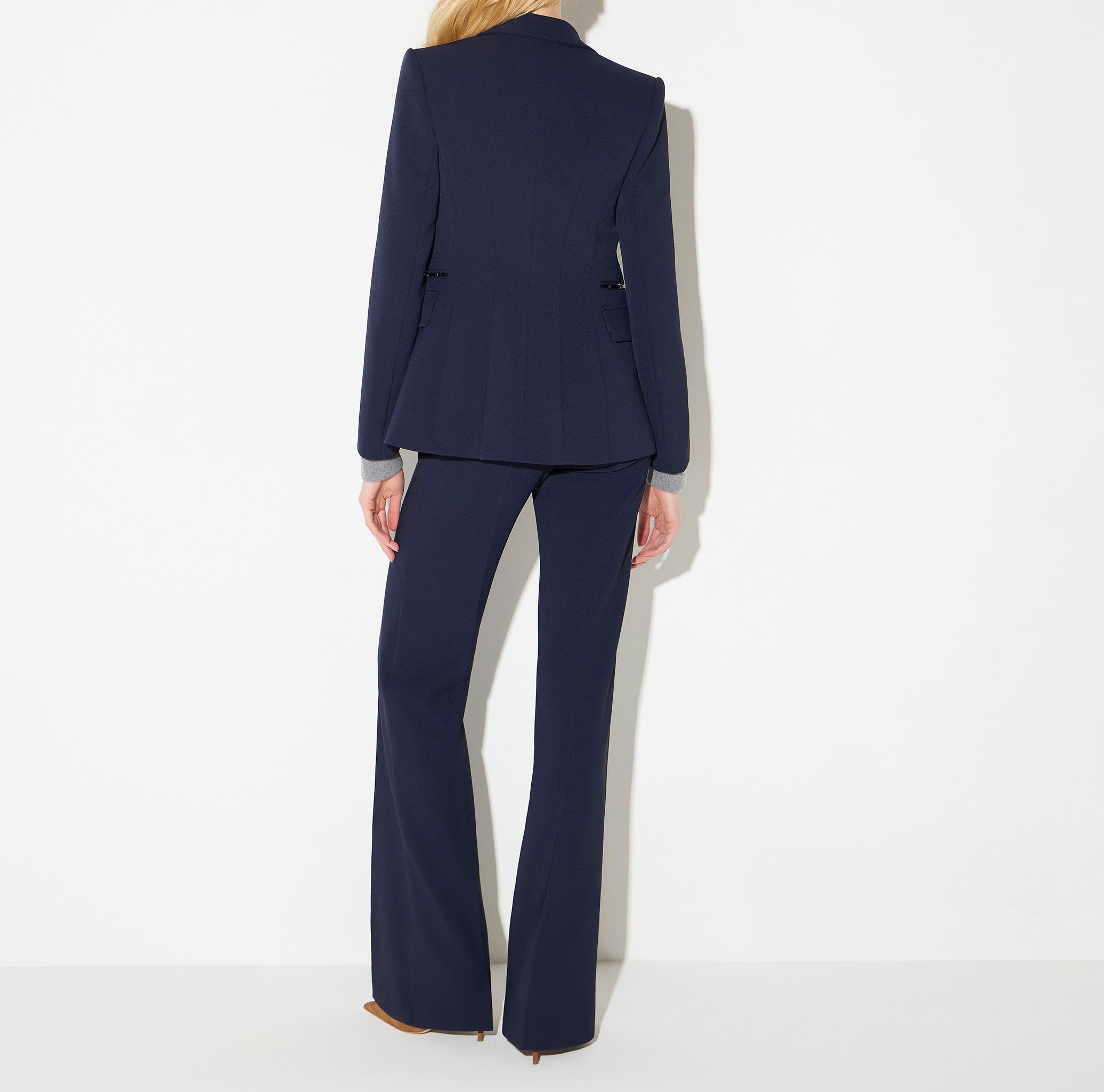 ELISABETTA FRANCHI Giacca Doppio Crêpe Morsetti Logo-Blu Notte