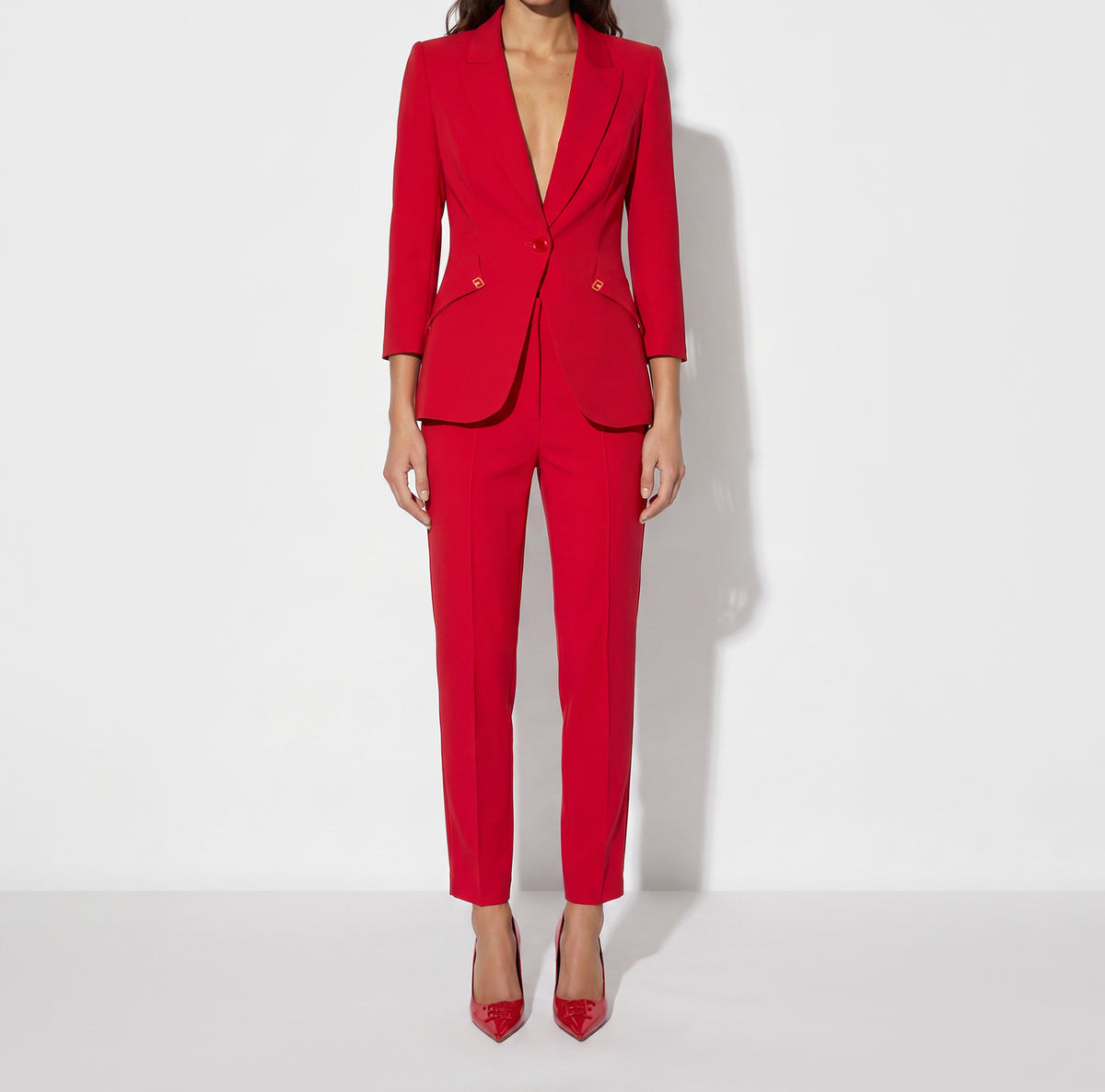 ELISABETTA FRANCHI Giacca doppio crêpe Bande Raso Logo-Red Passion