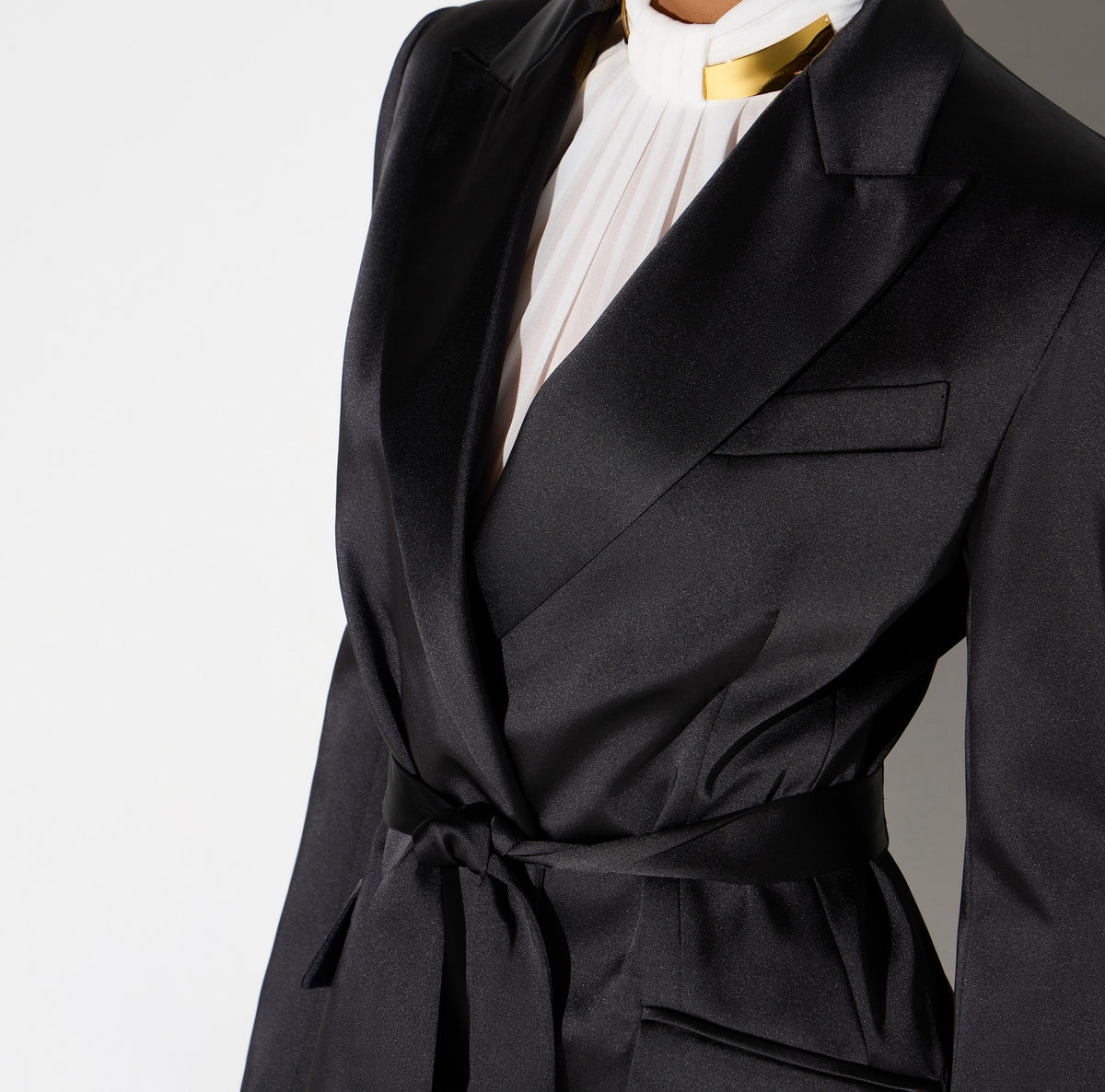 ELISABETTA FRANCHI Giacca Raso Stretch Cintura-Nero