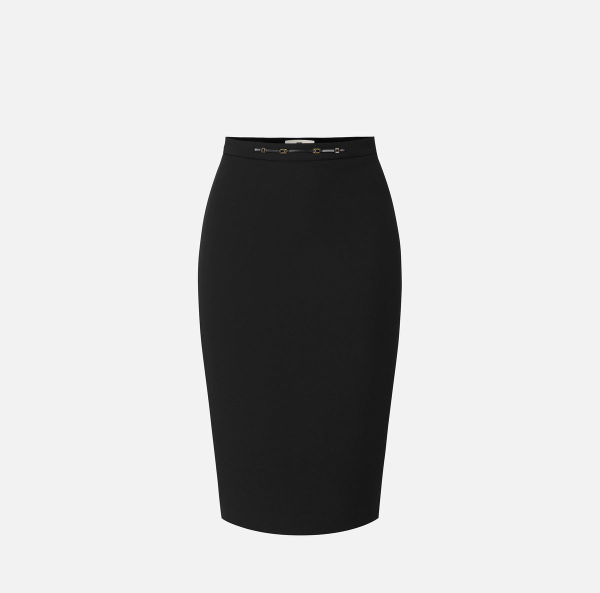 ELISABETTA FRANCHI Gonna Midi doppio crêpe Morsetto Logo-Nero